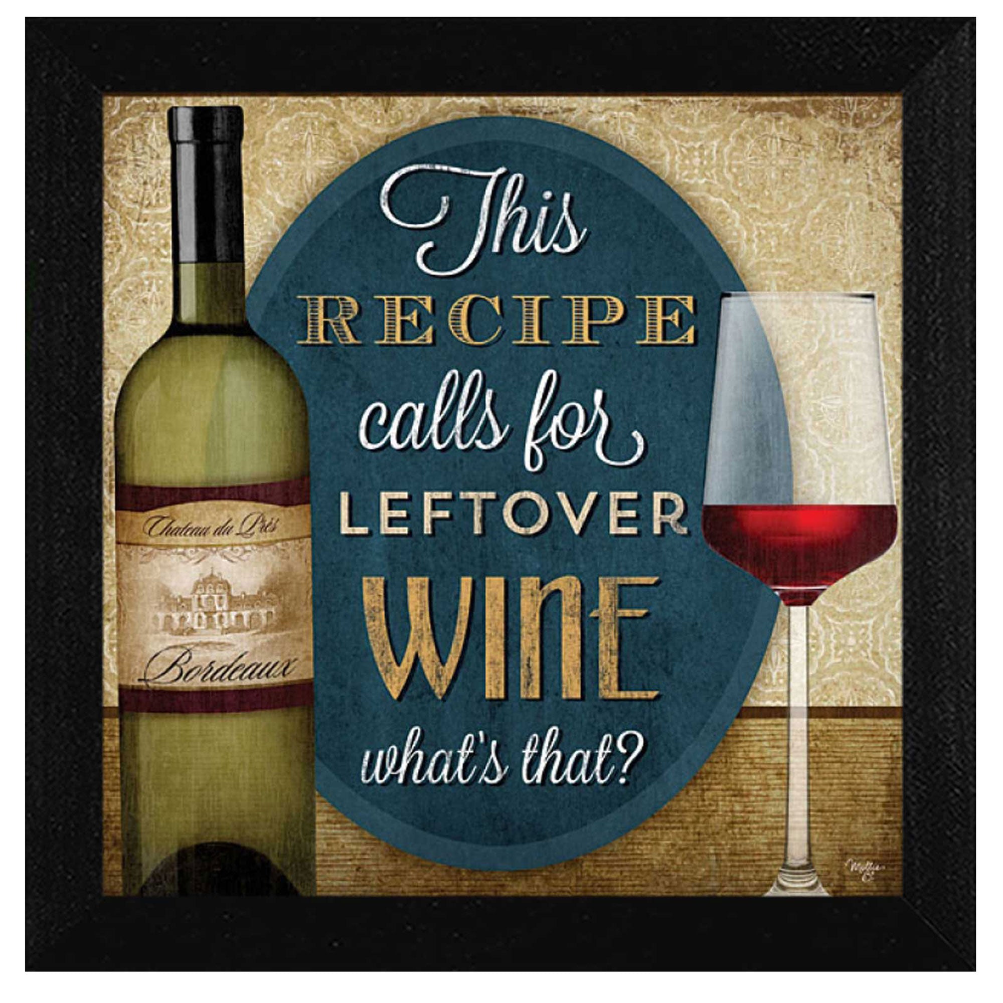 "Leftover Wine" By Mollie B., Printed Wall Art, Ready To Hang Framed Poster, Black Frame--1