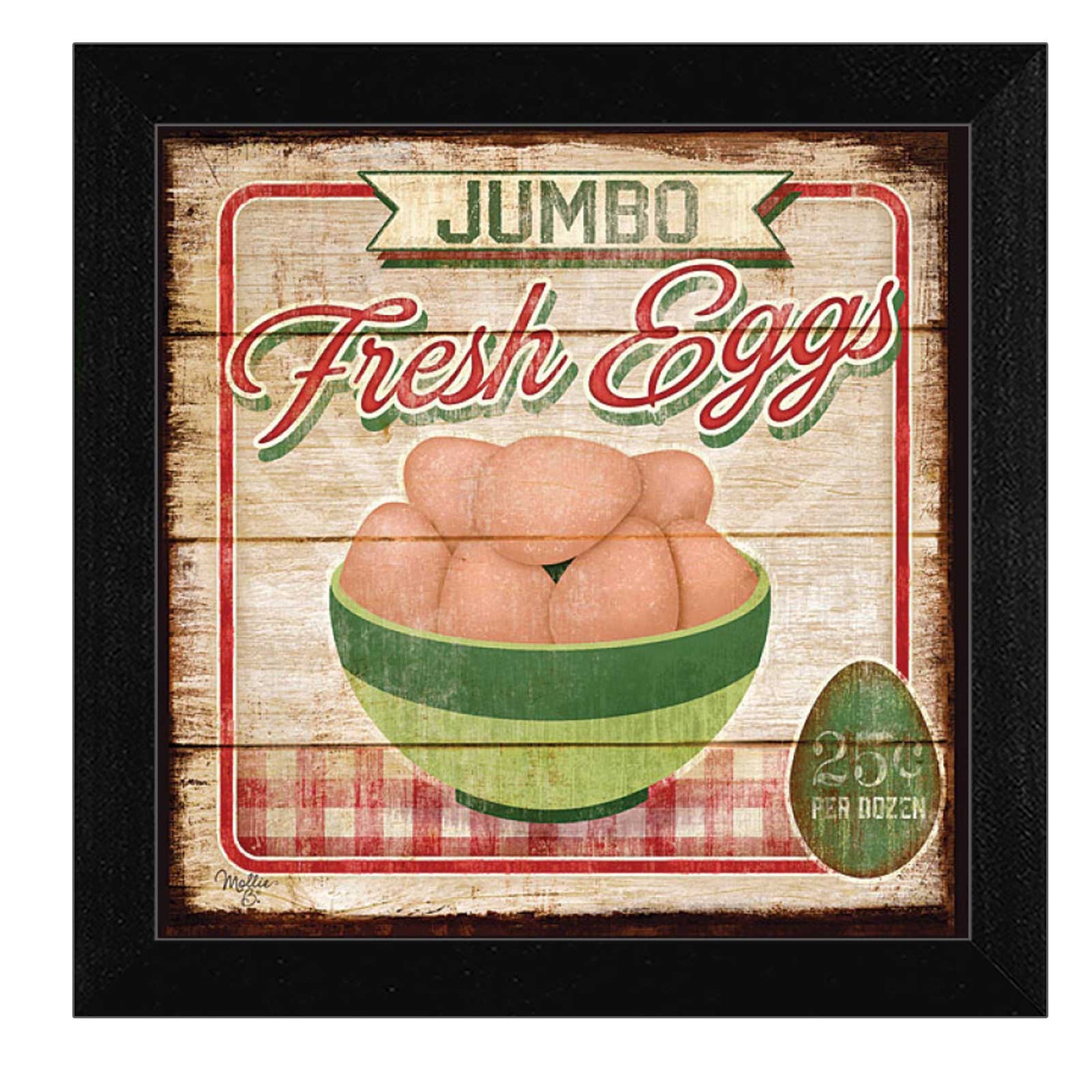 "Jumbo Fresh Eggs" By Mollie B., Printed Wall Art, Ready To Hang Framed Poster, Black Frame--1