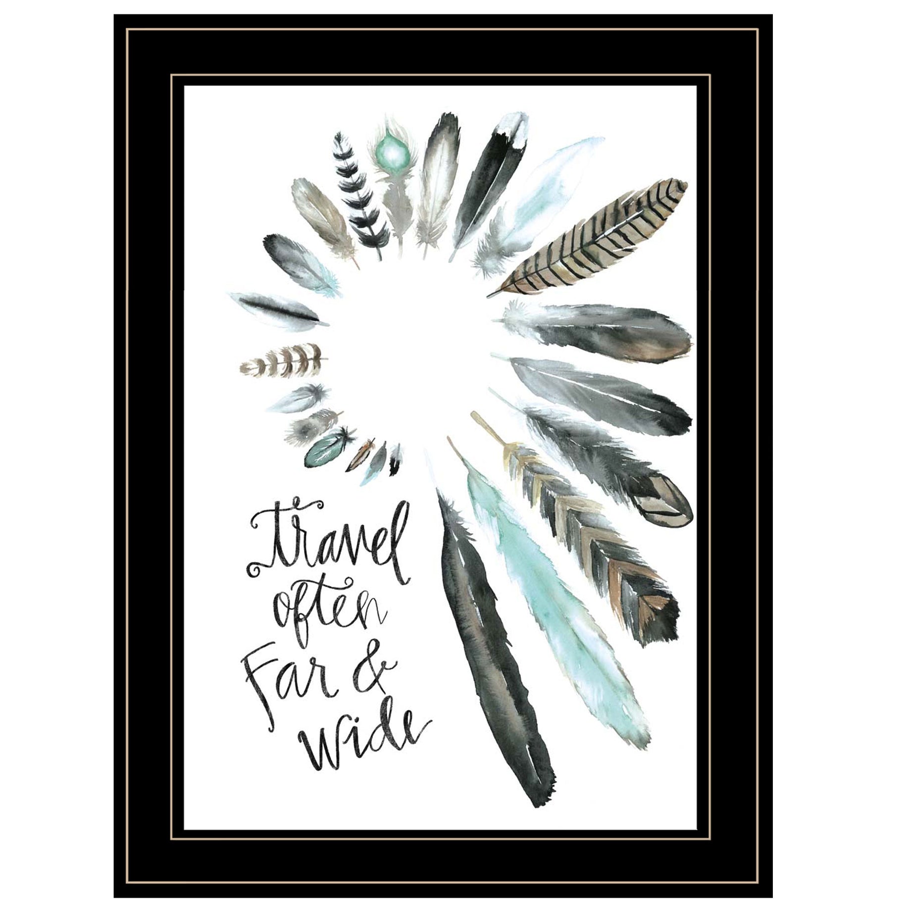 "Travel Often Far and Wide" by Masey St, Ready to Hang Framed Print, Black Frame--1