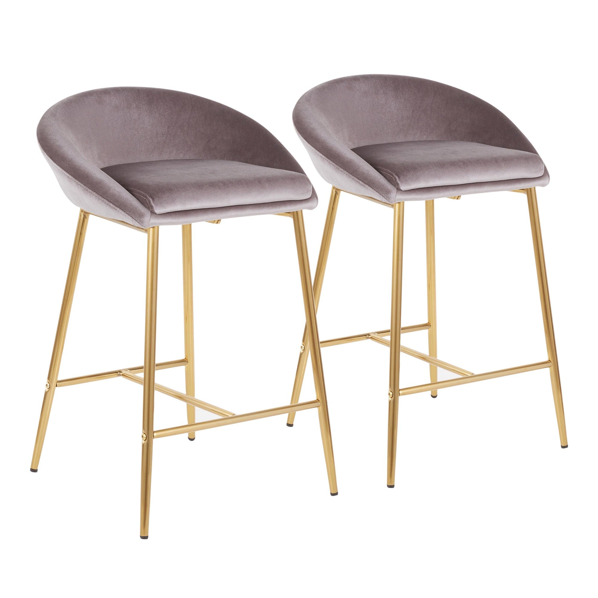 Matisse Glam 26" Counter Stool with Gold Frame and Silver Velvet by LumiSource - Set of 2--1