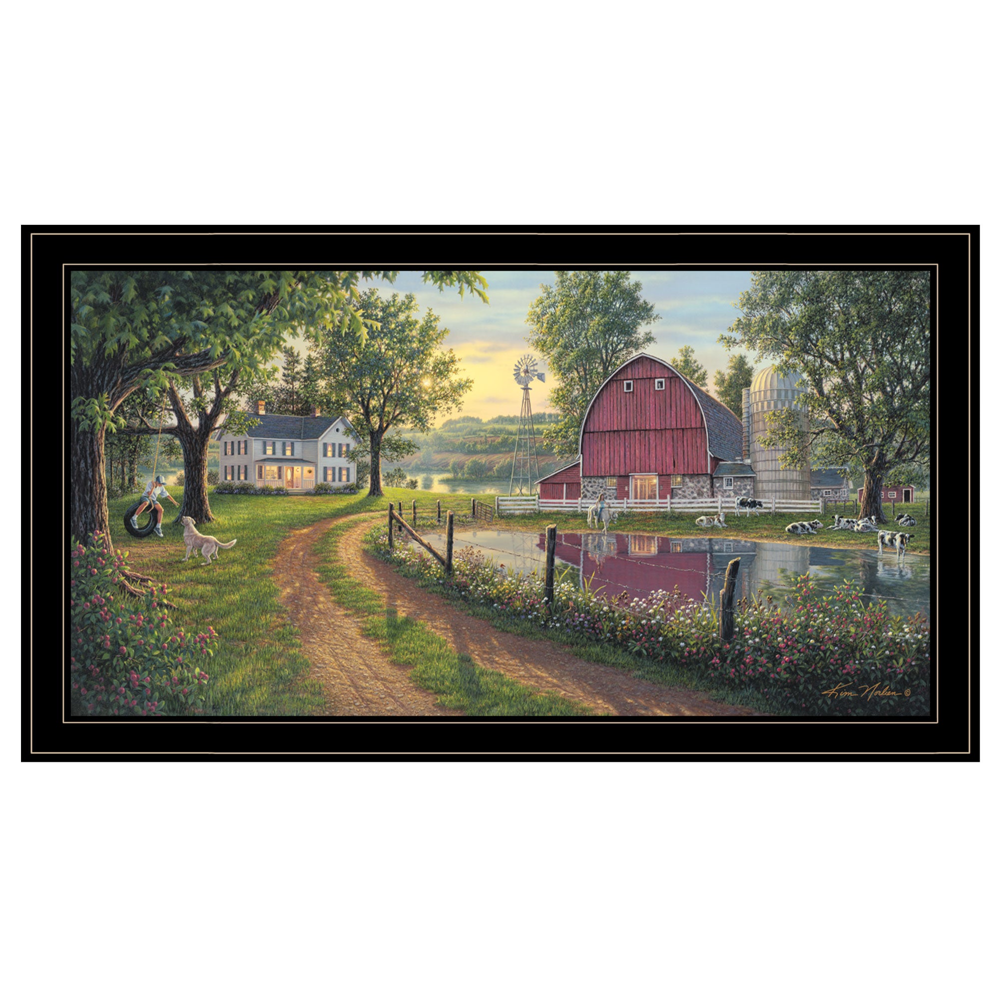 Trendy Decor 4U "The Road Home" Framed Wall Art, Modern Home Decor Framed Print for Living Room, Bedroom & Farmhouse Wall Decoration by Kim Norlien--1