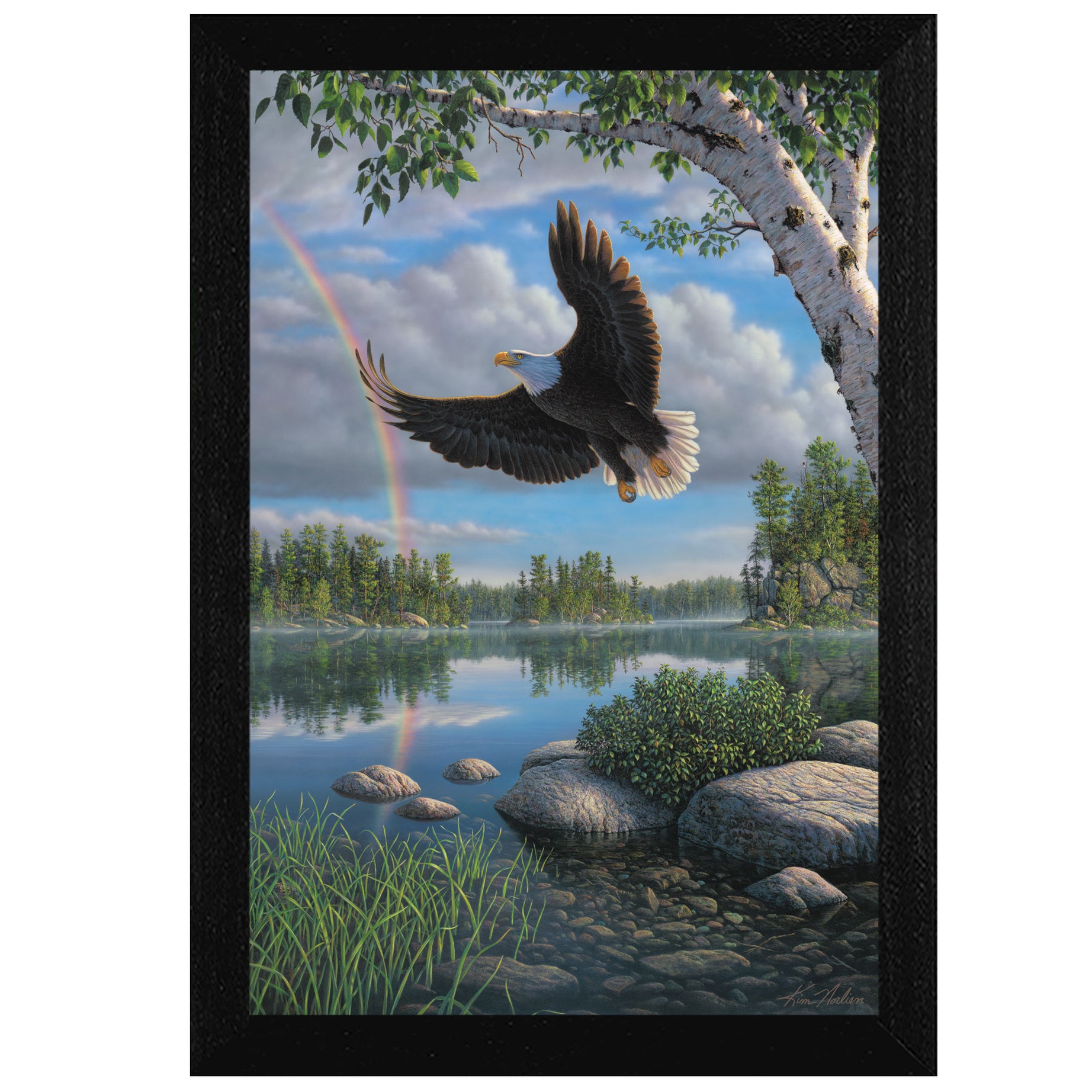 "On Eagles Wings" by Kim Norlien, Ready to Hang Framed Print, Black Frame--1