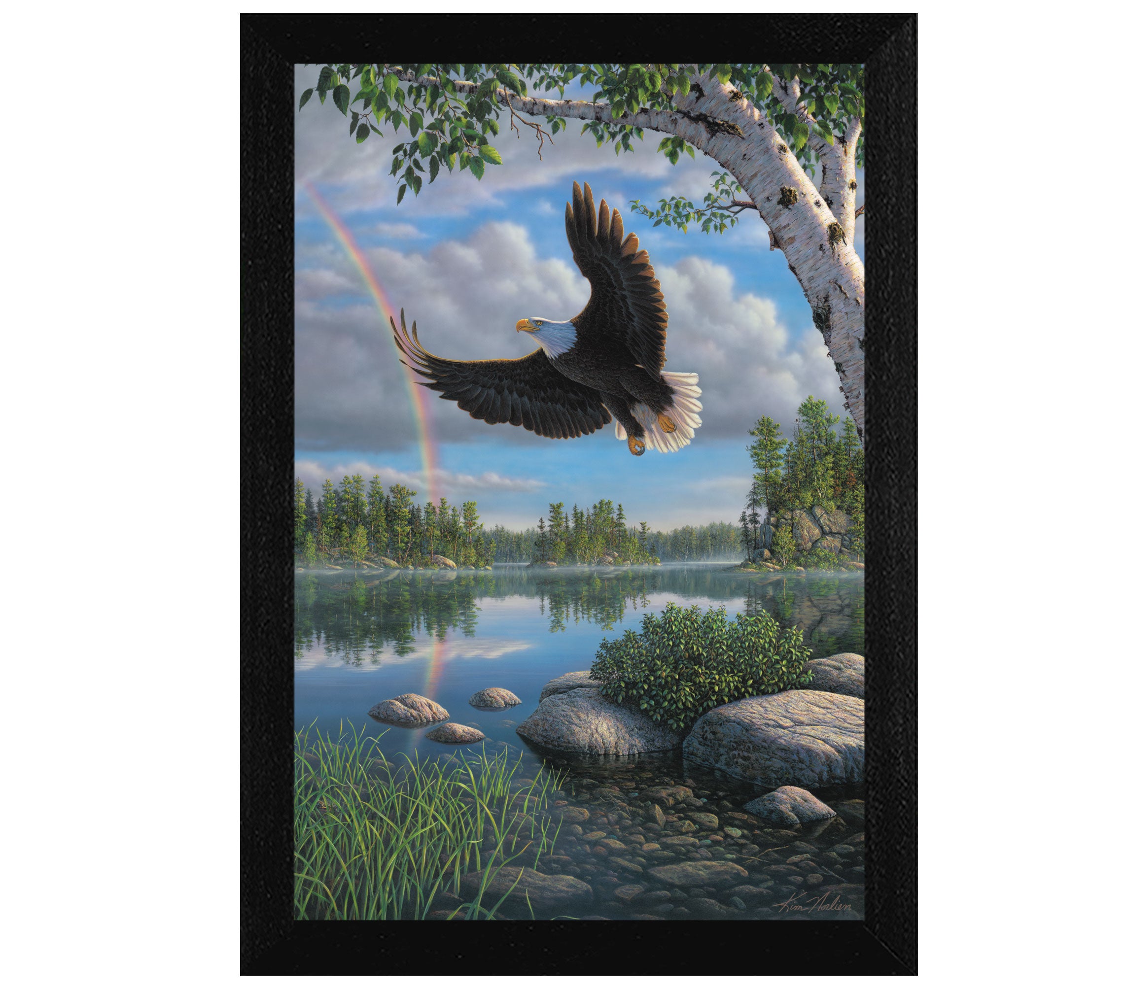 "On Eagles Wings" by Kim Norlien, Ready to Hang Framed Print, Black Frame--1