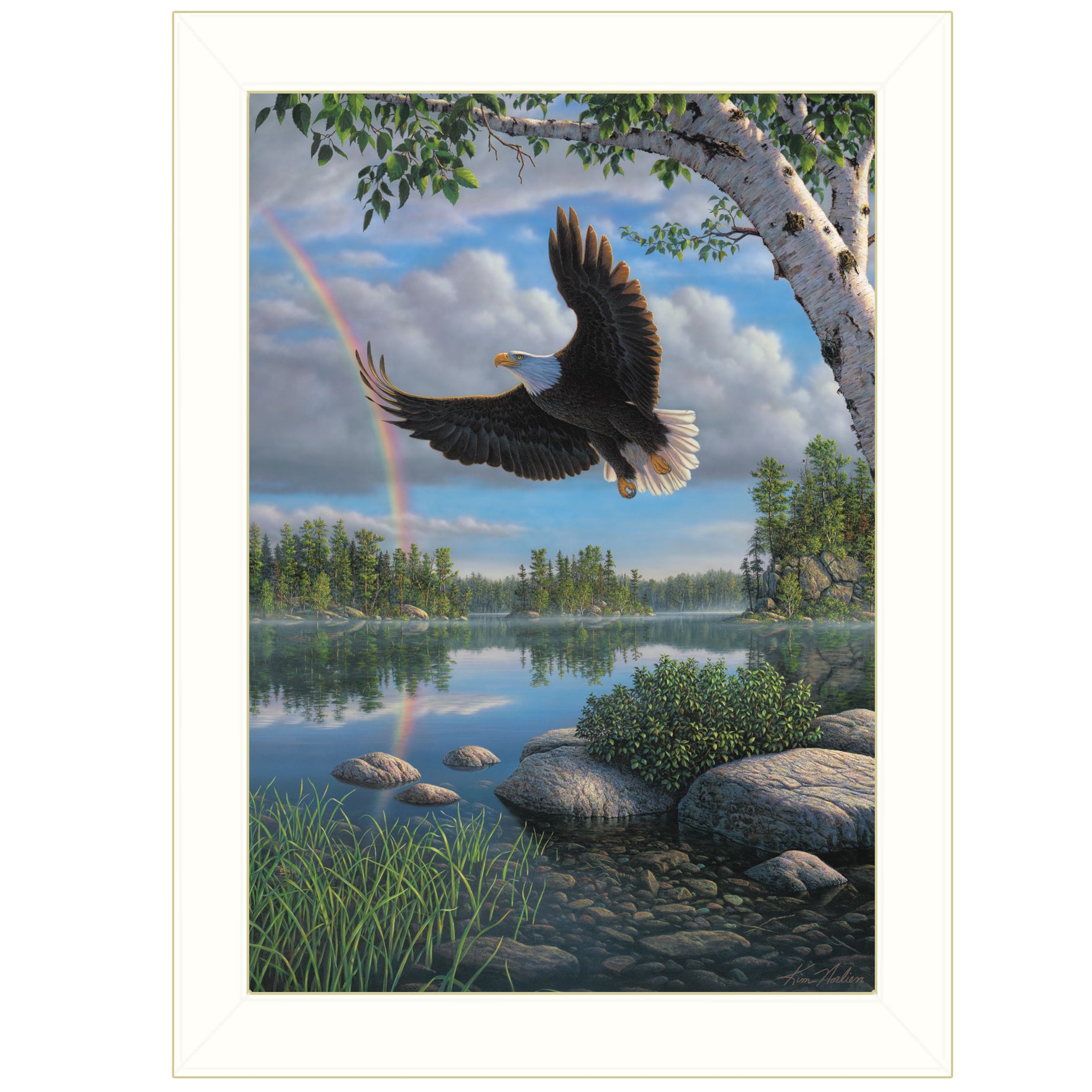 "On Eagles Wings" by Kim Norlien, Ready to Hang Framed Print, White Frame--1