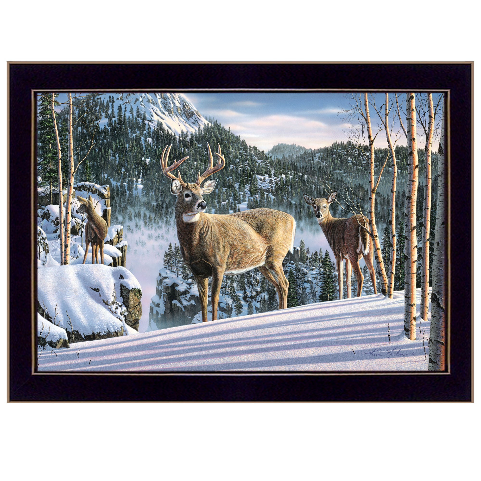 "Morning View Deer" by Kim Norlien, Ready to Hang Framed Print, Black Frame--1