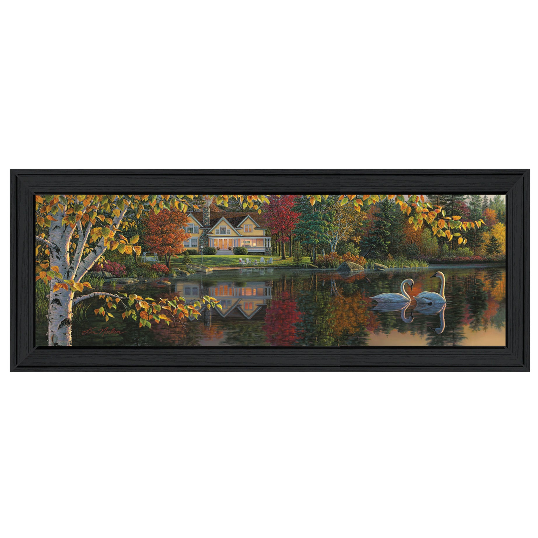 "Autumn Grace Panoramic" By Kim Norlien, Printed Wall Art, Ready To Hang Framed Poster, Black Frame--1