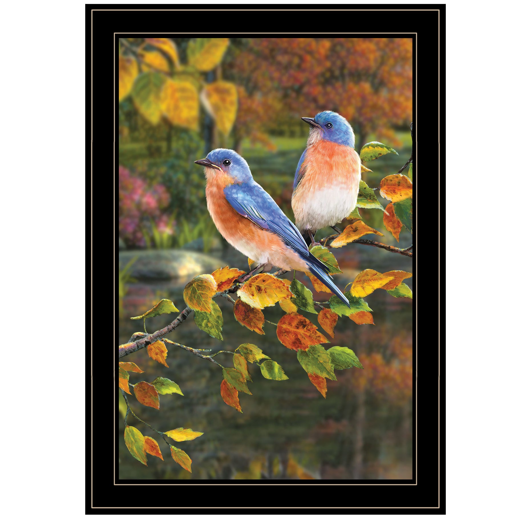 "Bluebirds" by Artisan Kim Norlien, Ready to Hang Framed Print, Black Frame--1