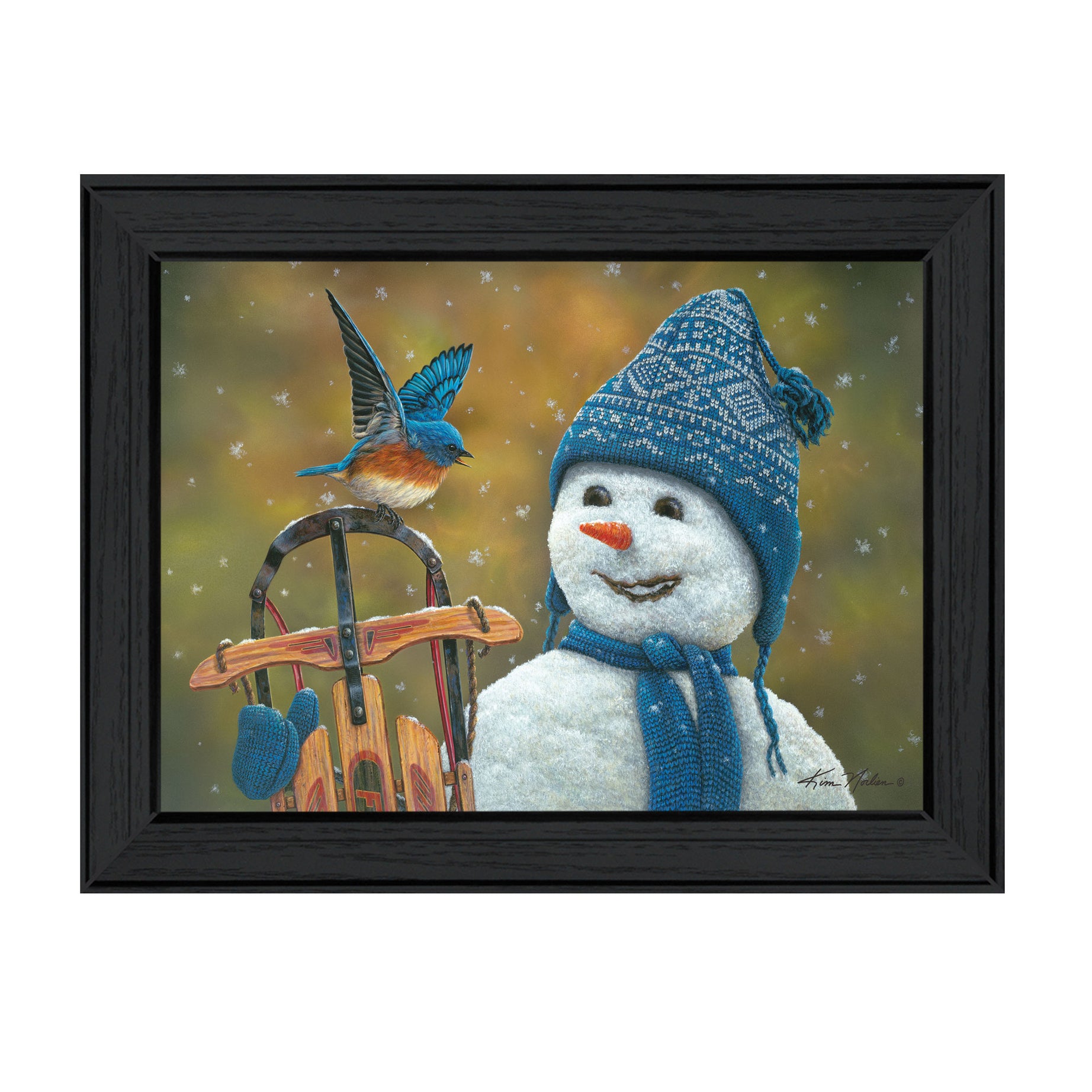 "Snow Brother - Snowman" by Kim Norlien, Ready to Hang Framed Print, Black Frame--1