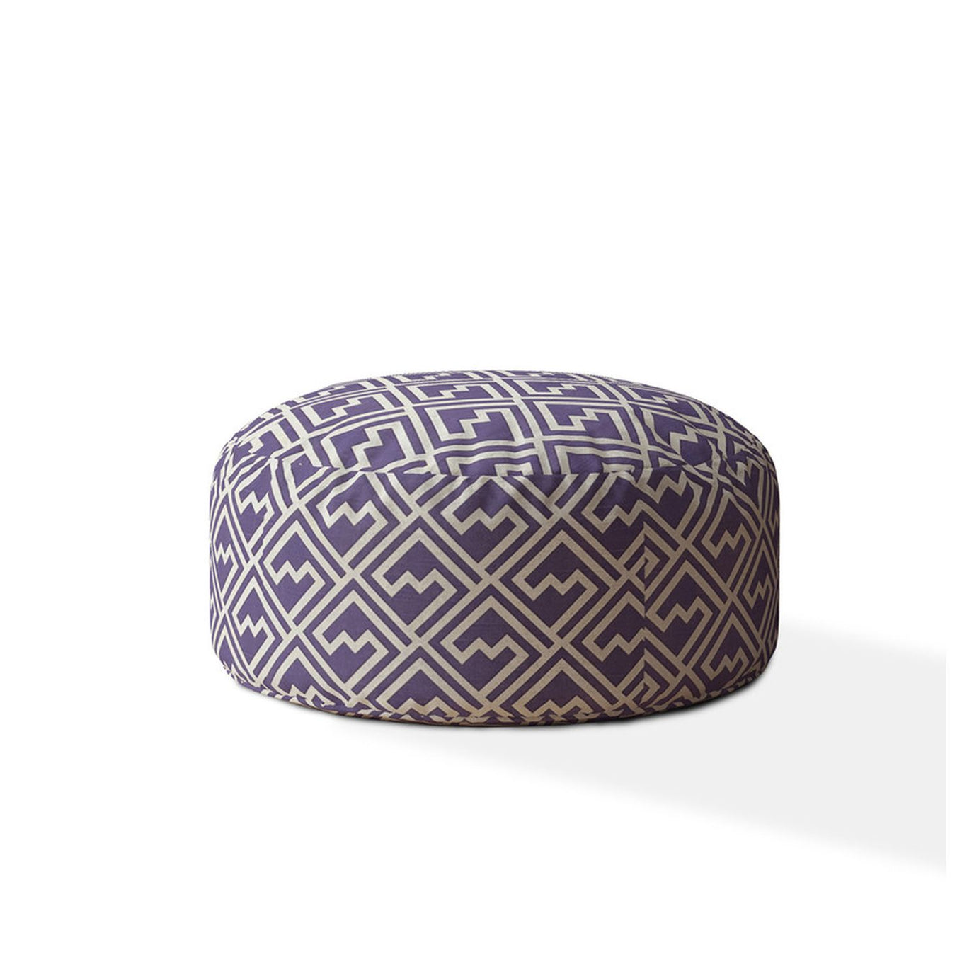 Indoor TETRI Med Purple Round Zipper Pouf - Stuffed - Extra Beads Included! - 24in dia x 20in tall--1