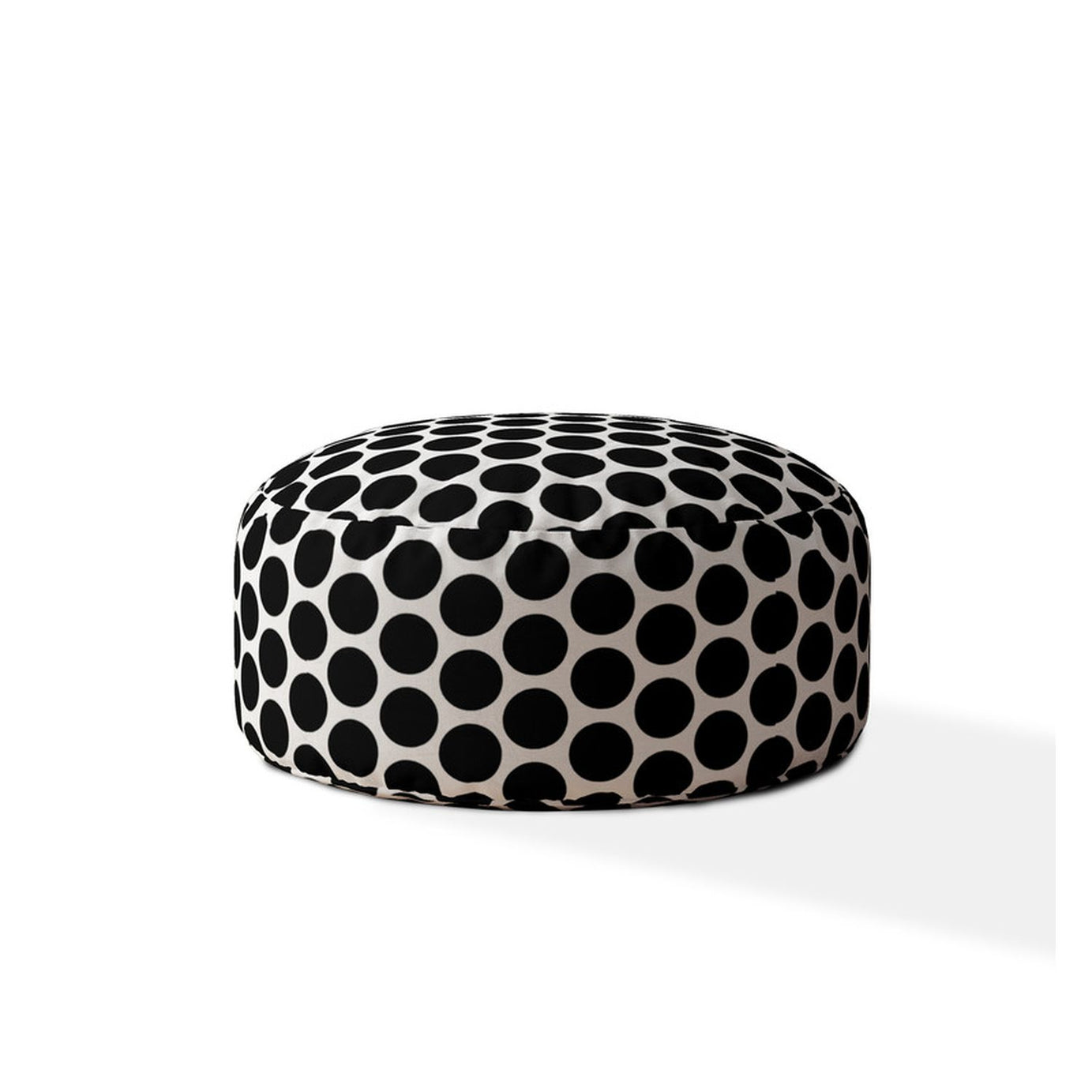 Indoor BIG DOT Black Round Zipper Pouf - Stuffed - Extra Beads Included! - 24in dia x 20in tall--1