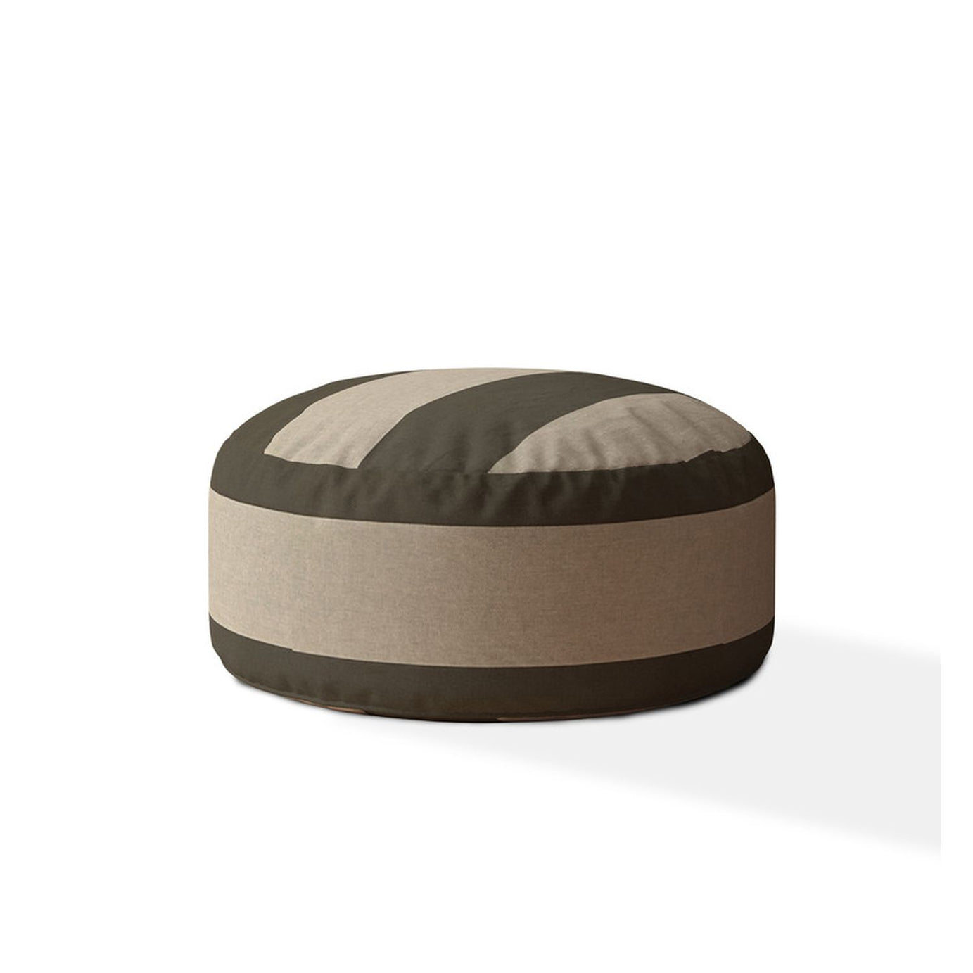 Indoor RAILROAD Dark Taupe Round Zipper Pouf - Stuffed - Extra Beads Included! - 24in dia x 20in tall--1