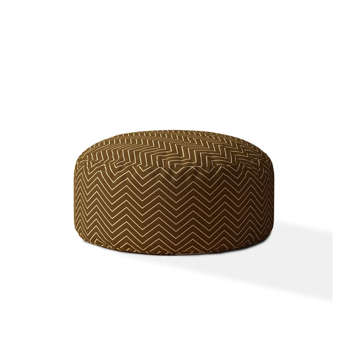 Indoor DIPPITY Caramel Round Zipper Pouf - Stuffed - Extra Beads Included! - 24in dia x 20in tall--1