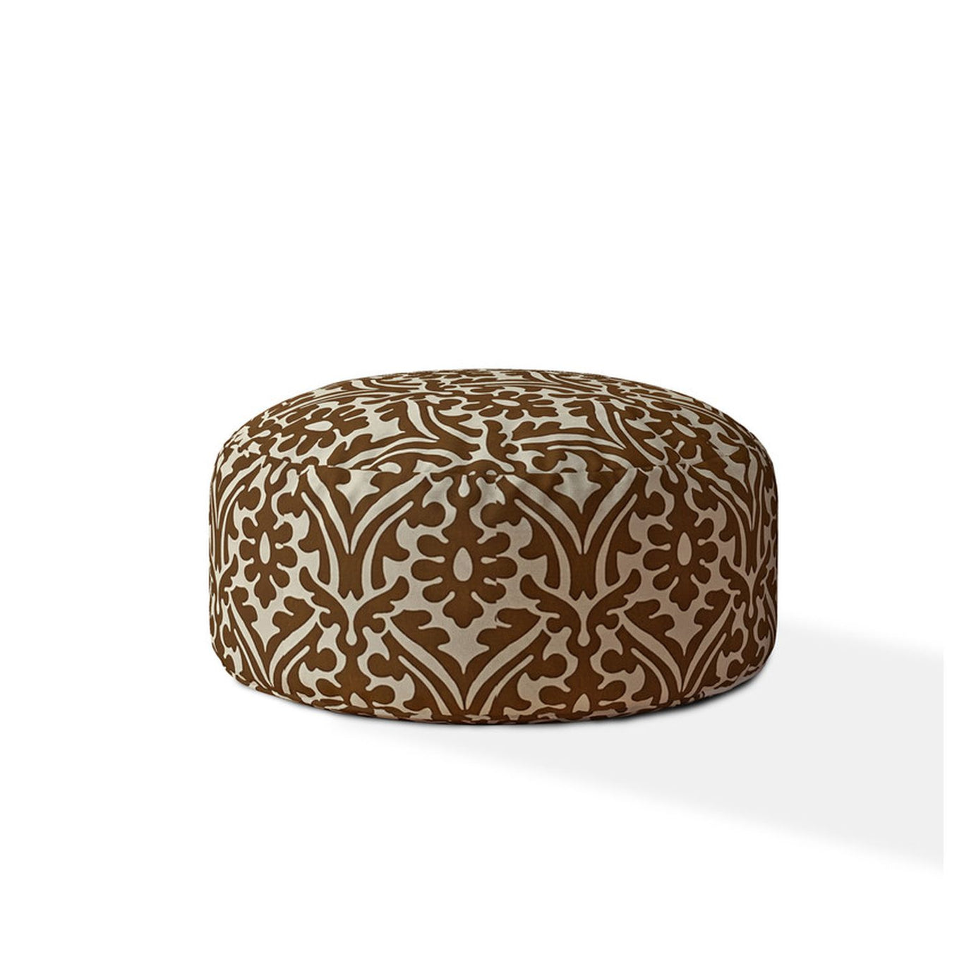 Indoor VICTORIA Caramel Round Zipper Pouf - Stuffed - Extra Beads Included! - 24in dia x 20in tall--1