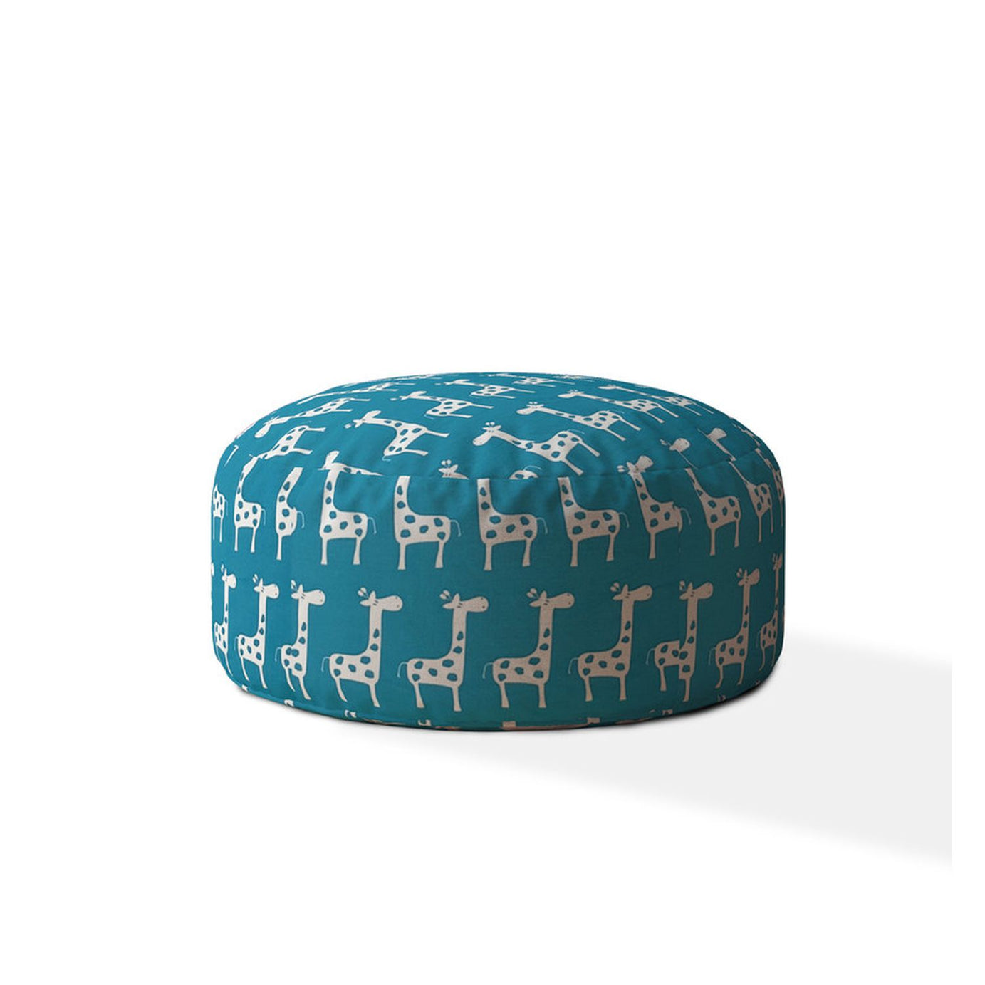 Indoor JENNI Bright Turquoise Round Zipper Pouf - Stuffed - Extra Beads Included! - 24in dia x 20in tall--1