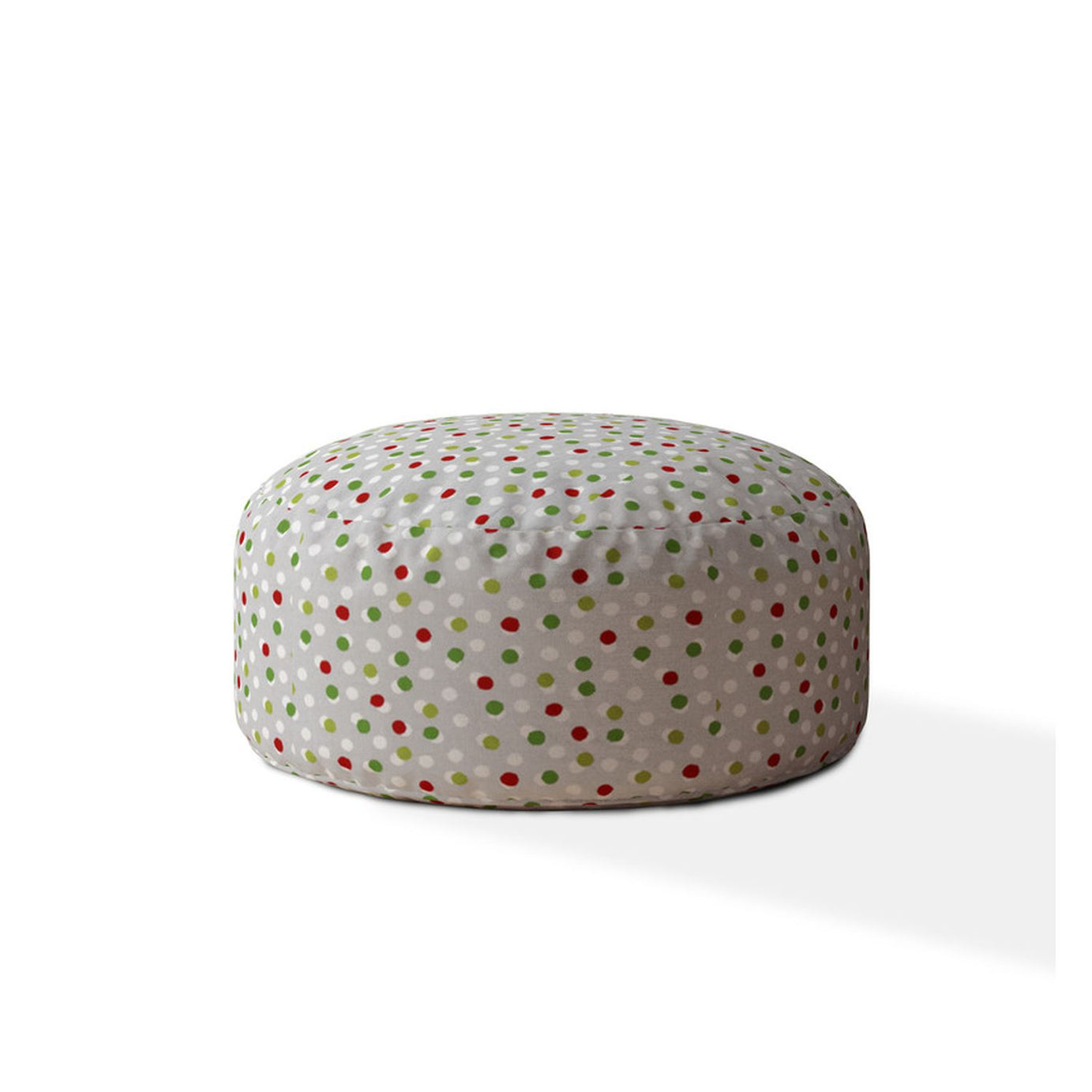 Indoor DANCING DOTS Lime/Bright Red Round Zipper Pouf - Cover Only - 24in dia x 20in tall--1