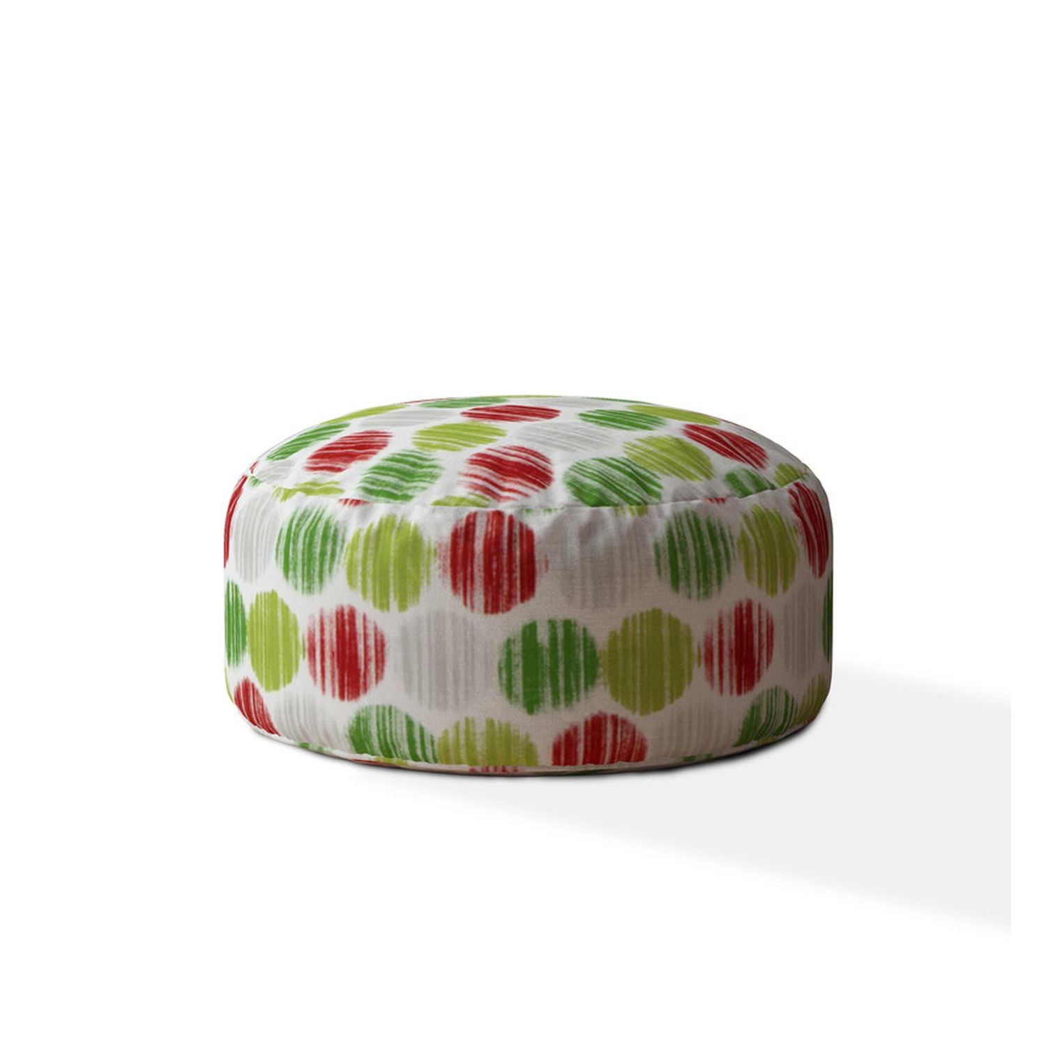 Indoor BERNARD Green Round Zipper Pouf - Stuffed - Extra Beads Included! - 24in dia x 20in tall--1