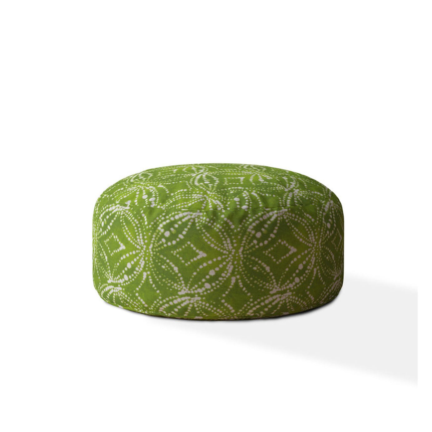 Indoor RIGEL Green Round Zipper Pouf - Stuffed - Extra Beads Included! - 24in dia x 20in tall--1