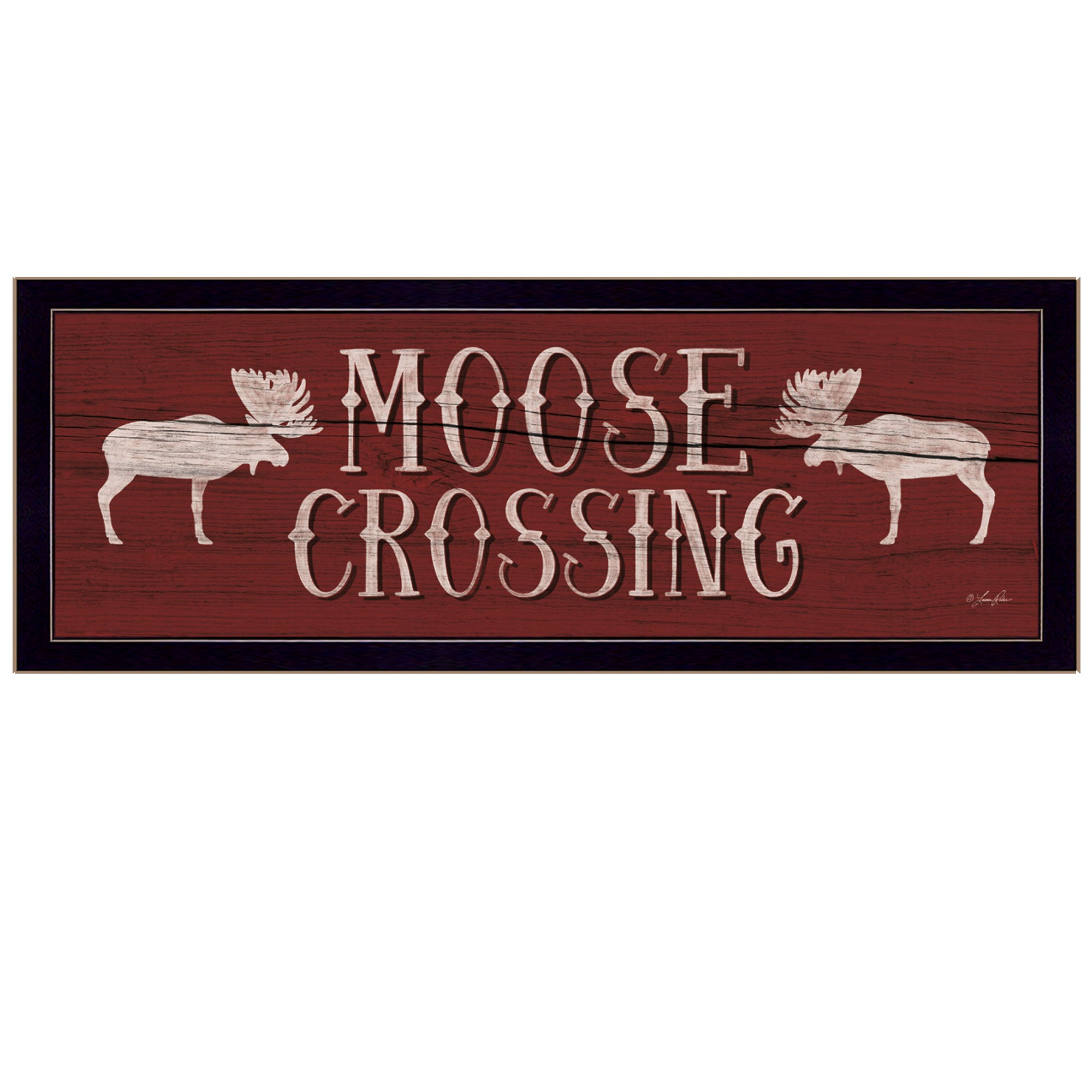 "Moose Crossing" By Lauren Rader, Printed Wall Art, Ready To Hang Framed Poster, Black Frame--1