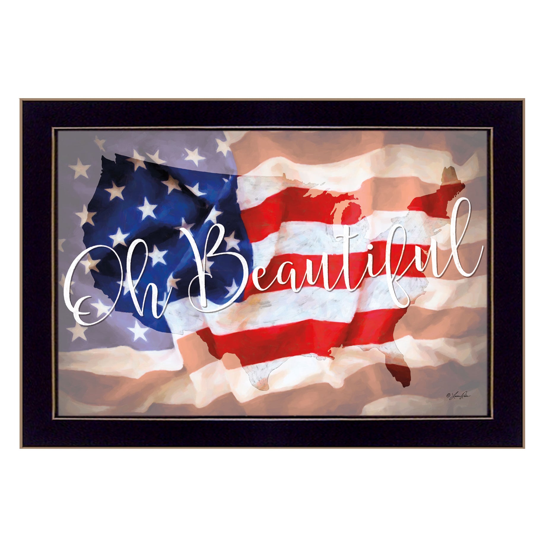 "Oh Beautiful America" By Lauren Rader, Printed Wall Art, Ready To Hang Framed Poster, Black Frame--1