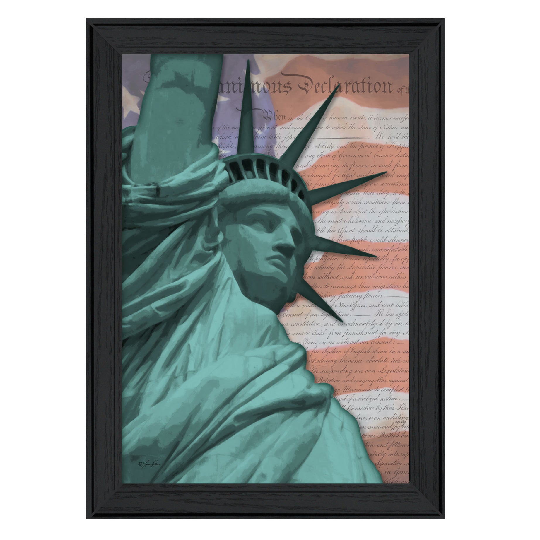 "Lady Liberty" By Lauren Rader, Printed Wall Art, Ready To Hang Framed Poster, Black Frame--1