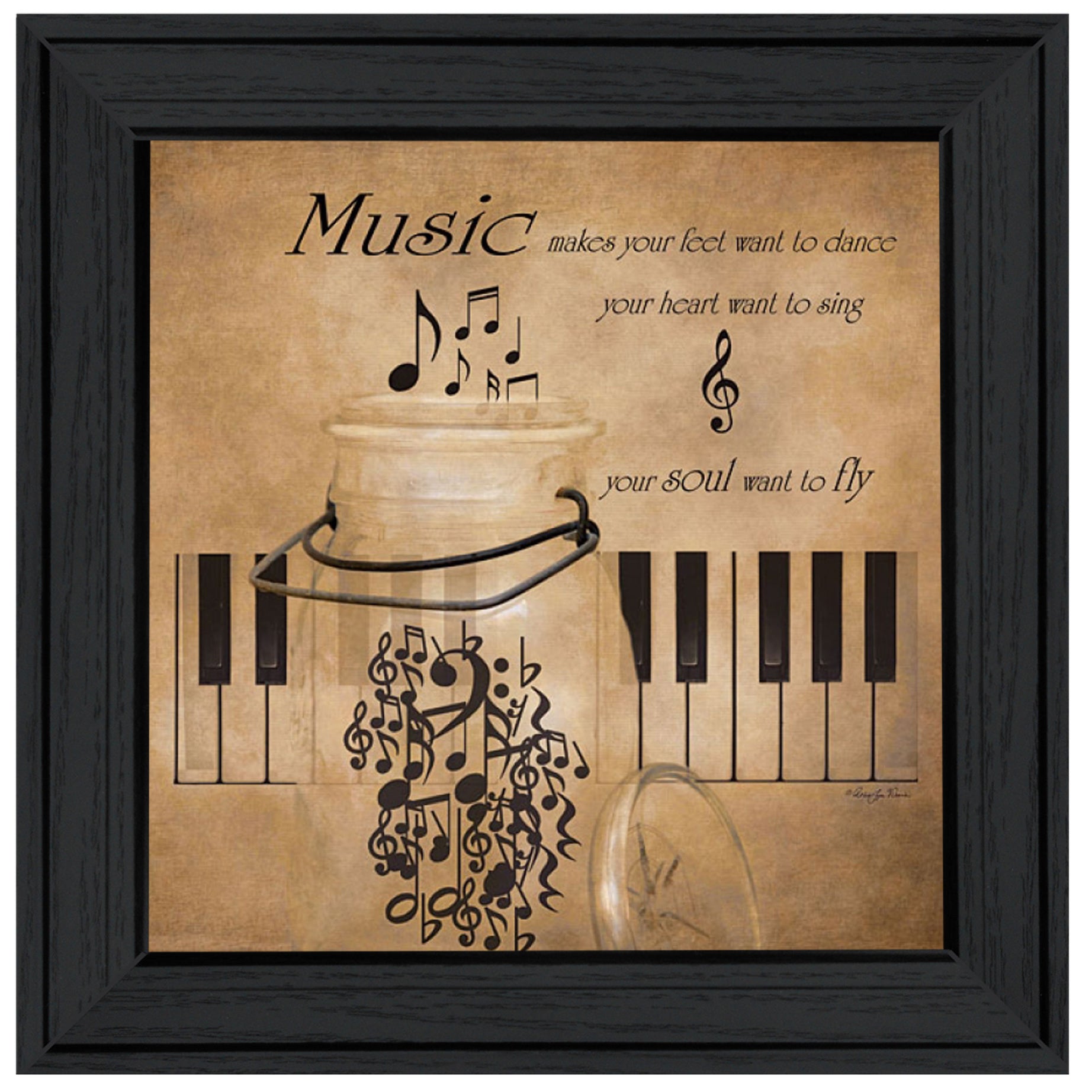 "Music" By Robin-Lee Vieira, Ready to Hang Framed Print, Black Frame--1