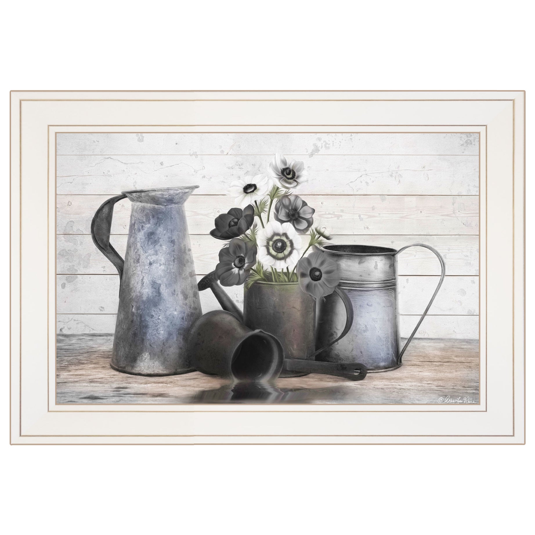 "Floral Farmhouse I" by Robin-Lee Vieira, Ready to Hang Framed Print, White Frame--1