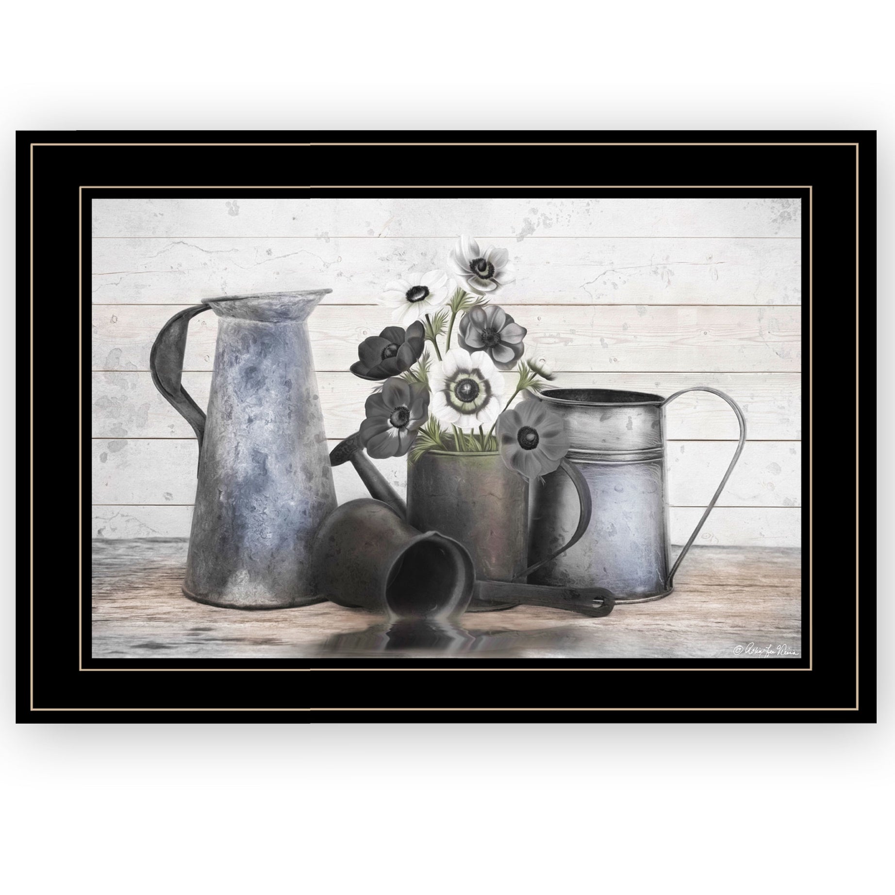 "Floral Farmhouse I" by Robin-Lee Vieira, Ready to Hang Framed Print, Black Frame--1