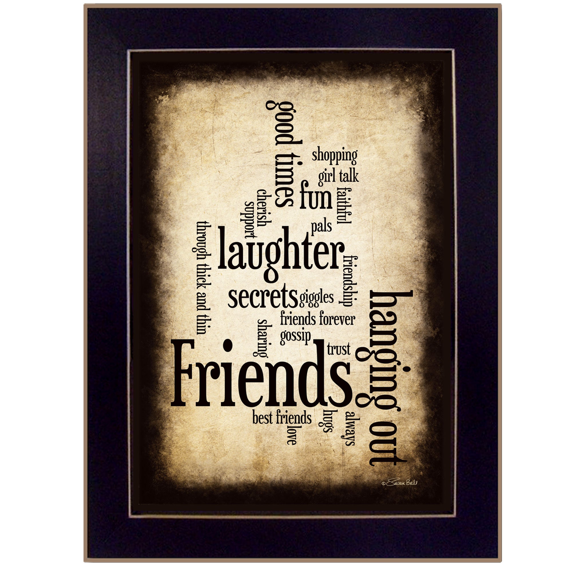 "Friends I" By Susan Ball, Printed Wall Art, Ready To Hang Framed Poster, Black Frame--1