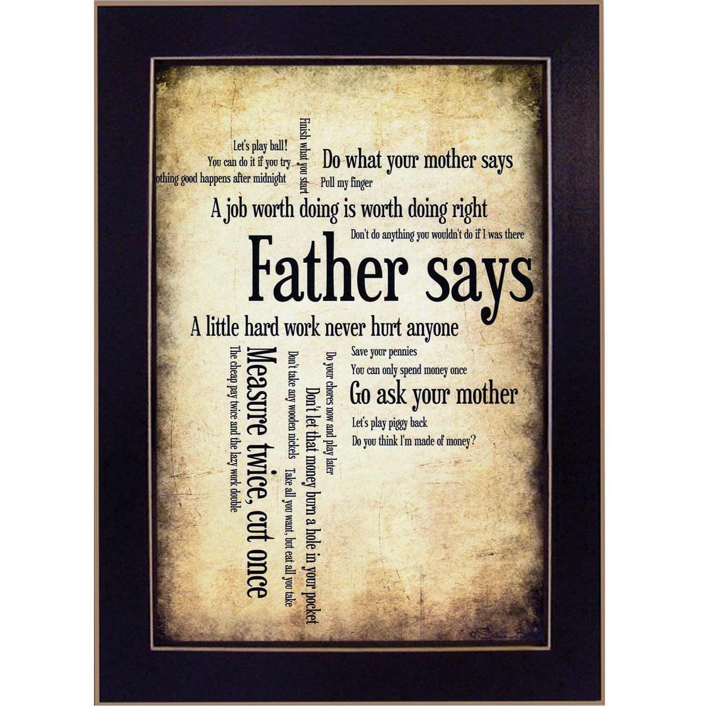 "Father Says" By Susan Ball, Printed Wall Art, Ready To Hang Framed Poster, Black Frame--1