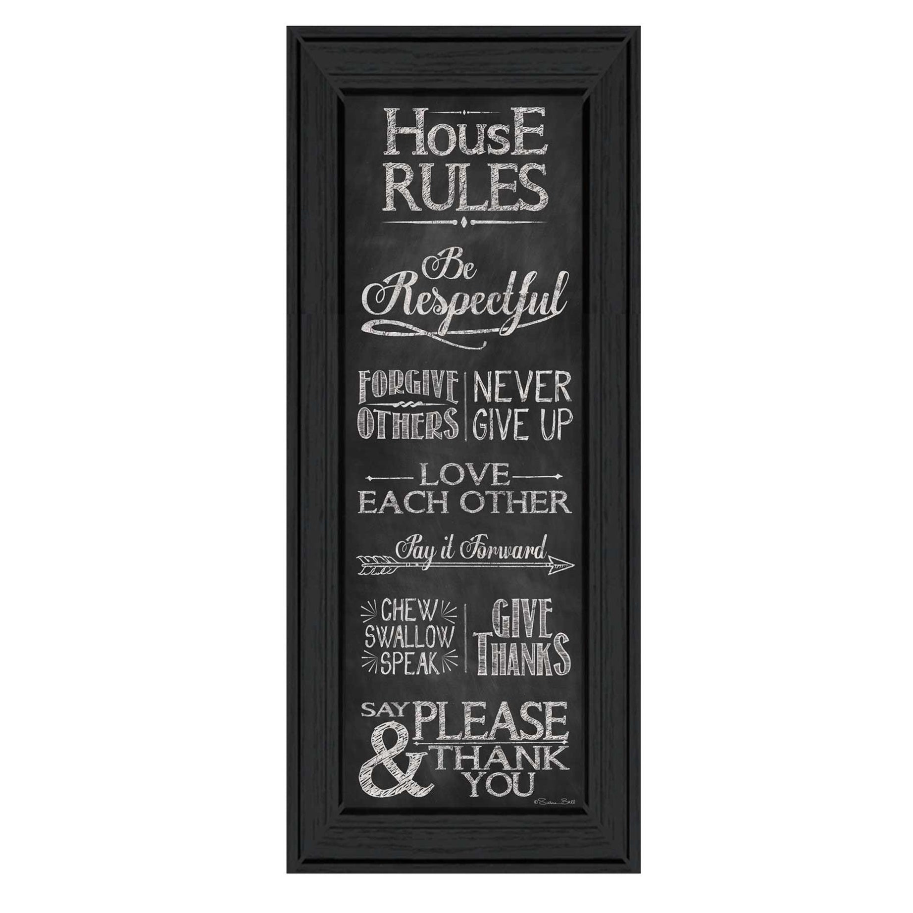 "House Rules" By Susan Ball, Printed Wall Art, Ready To Hang Framed Poster, Black Frame--1