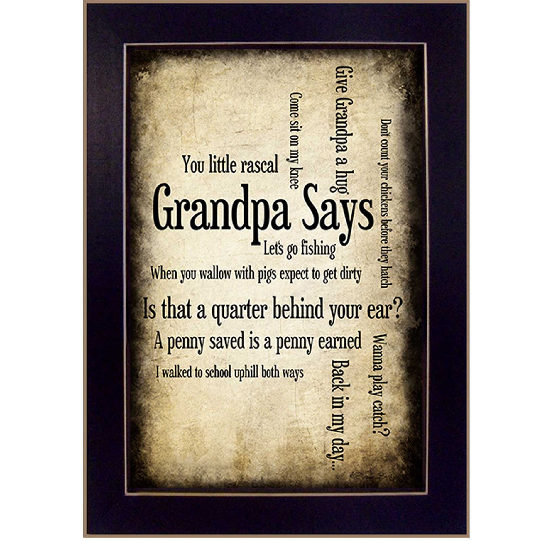 "Grandpa Says" By Susan Ball, Printed Wall Art, Ready To Hang Framed Poster, Black Frame--1