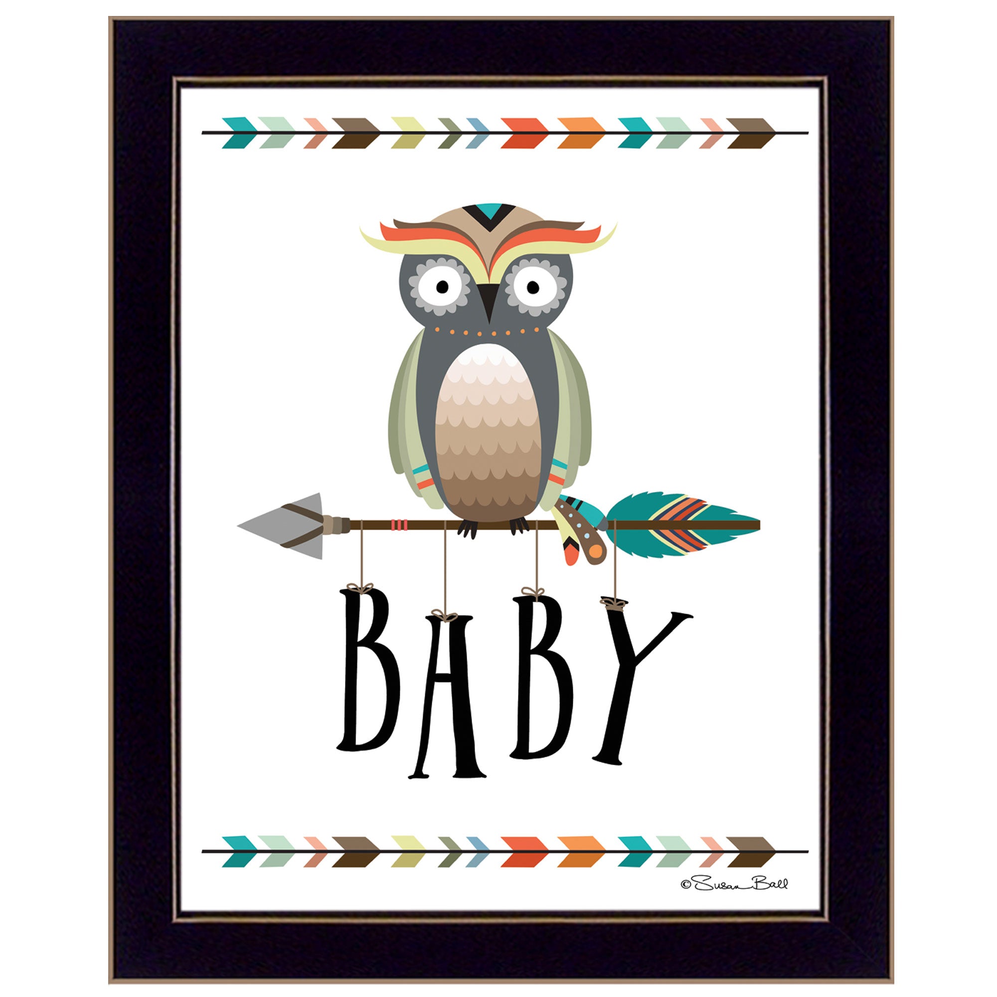 "Owl Baby" By Susan Boyer, Printed Wall Art, Ready To Hang Framed Poster, Black Frame--1