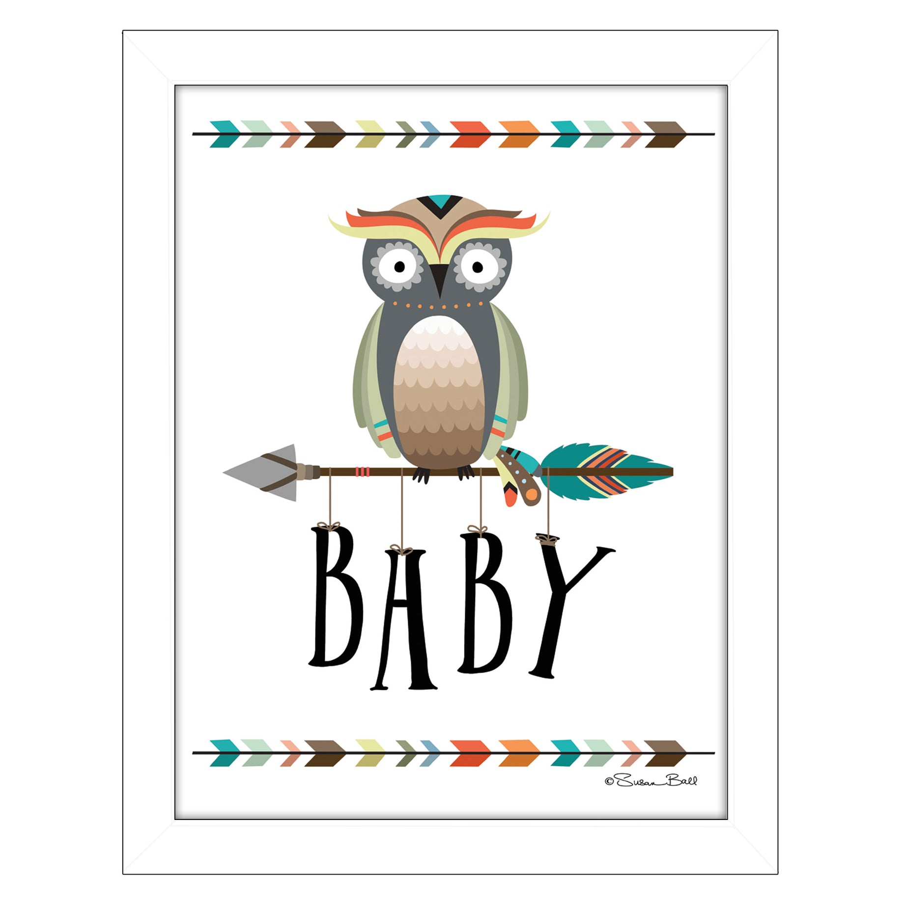 "Owl Baby" By Susan Boyer, Printed Wall Art, Ready To Hang Framed Poster, White Frame--1