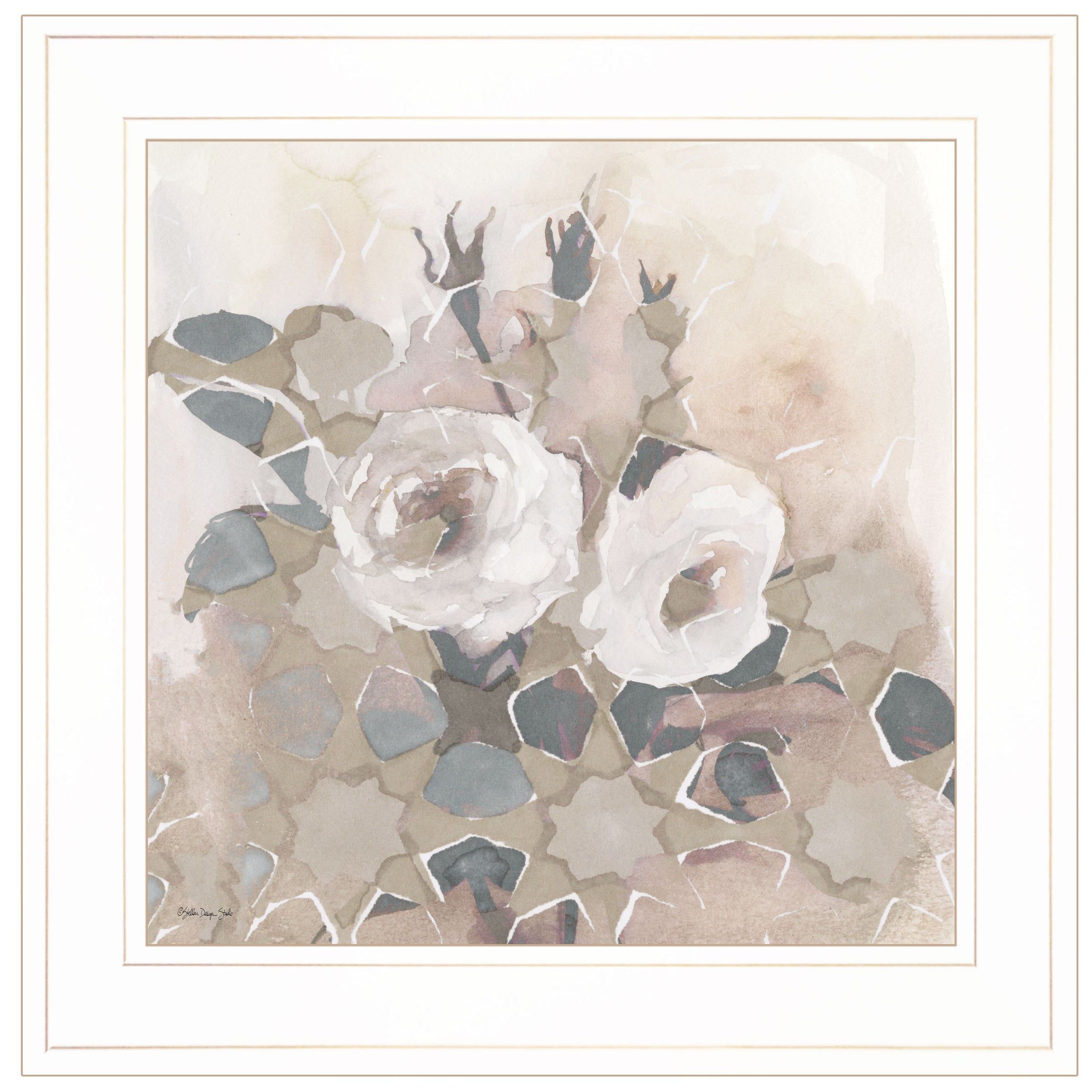 "Transitional Blooms I" By Stellar Design Studio, Ready to Hang Framed Print, White Frame--1