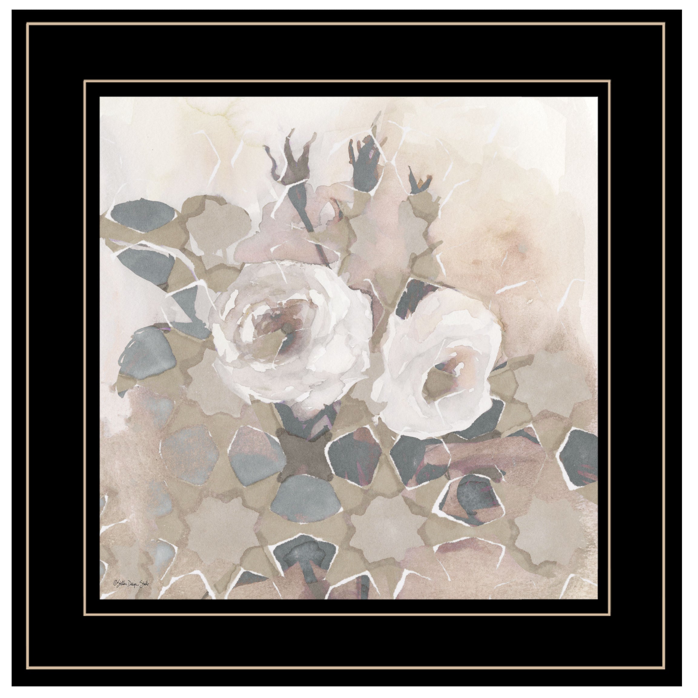 "Transitional Blooms I" By Stellar Design Studio, Ready to Hang Framed Print, Black Frame--1