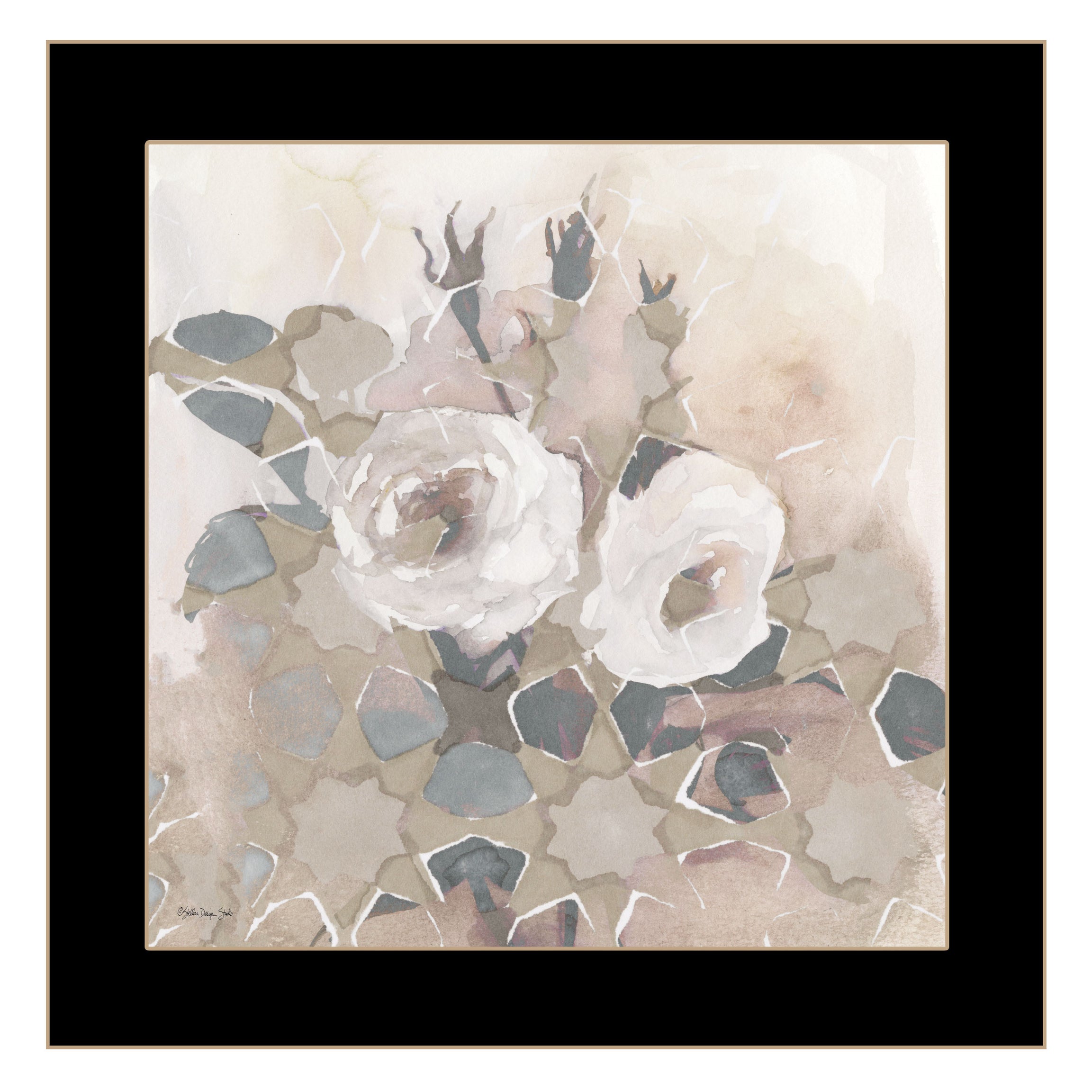 "Transitional Blooms I" By Stellar Design Studio, Ready to Hang Framed Print, Black Frame--1