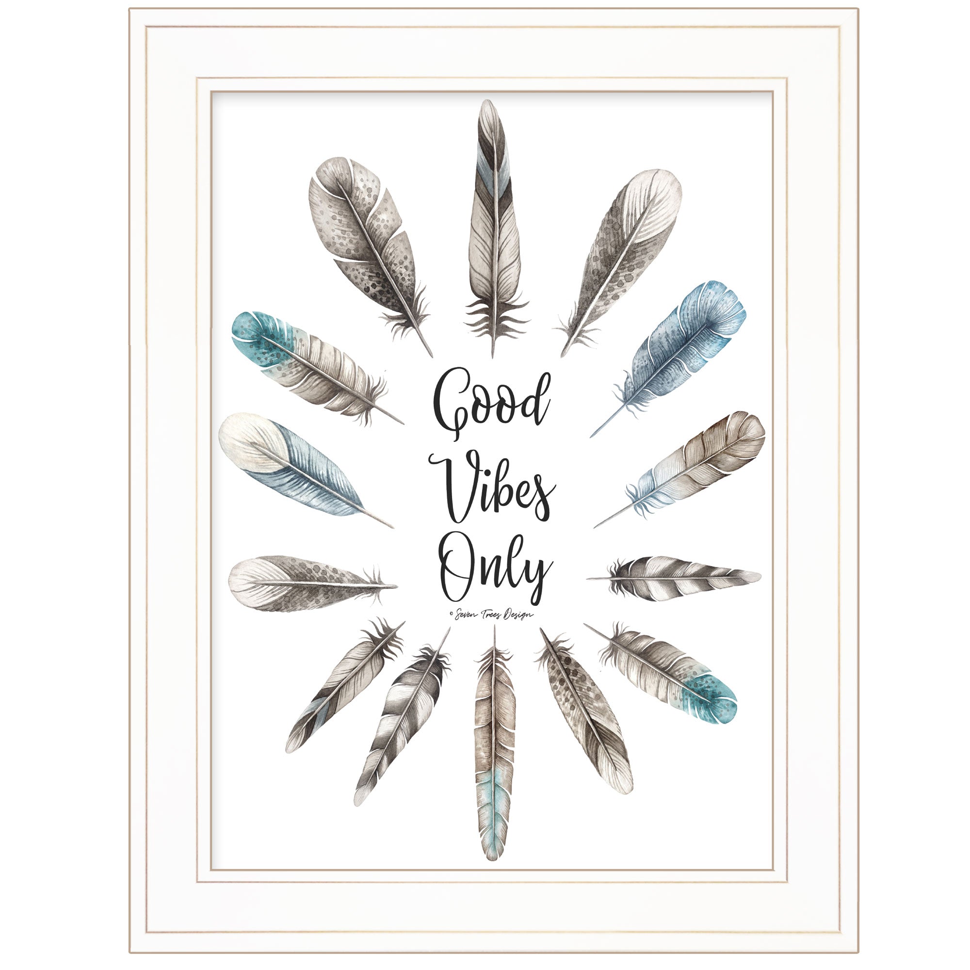 "Good Vibes Only" by Seven Trees Design, Ready to Hang Framed Print, White Frame--1