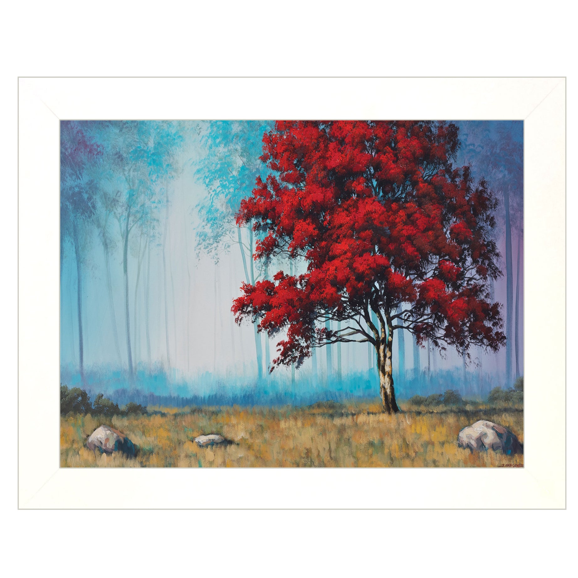 "Red Tree" by Tim Gagnon, Ready to Hang Framed print, White Frame--1