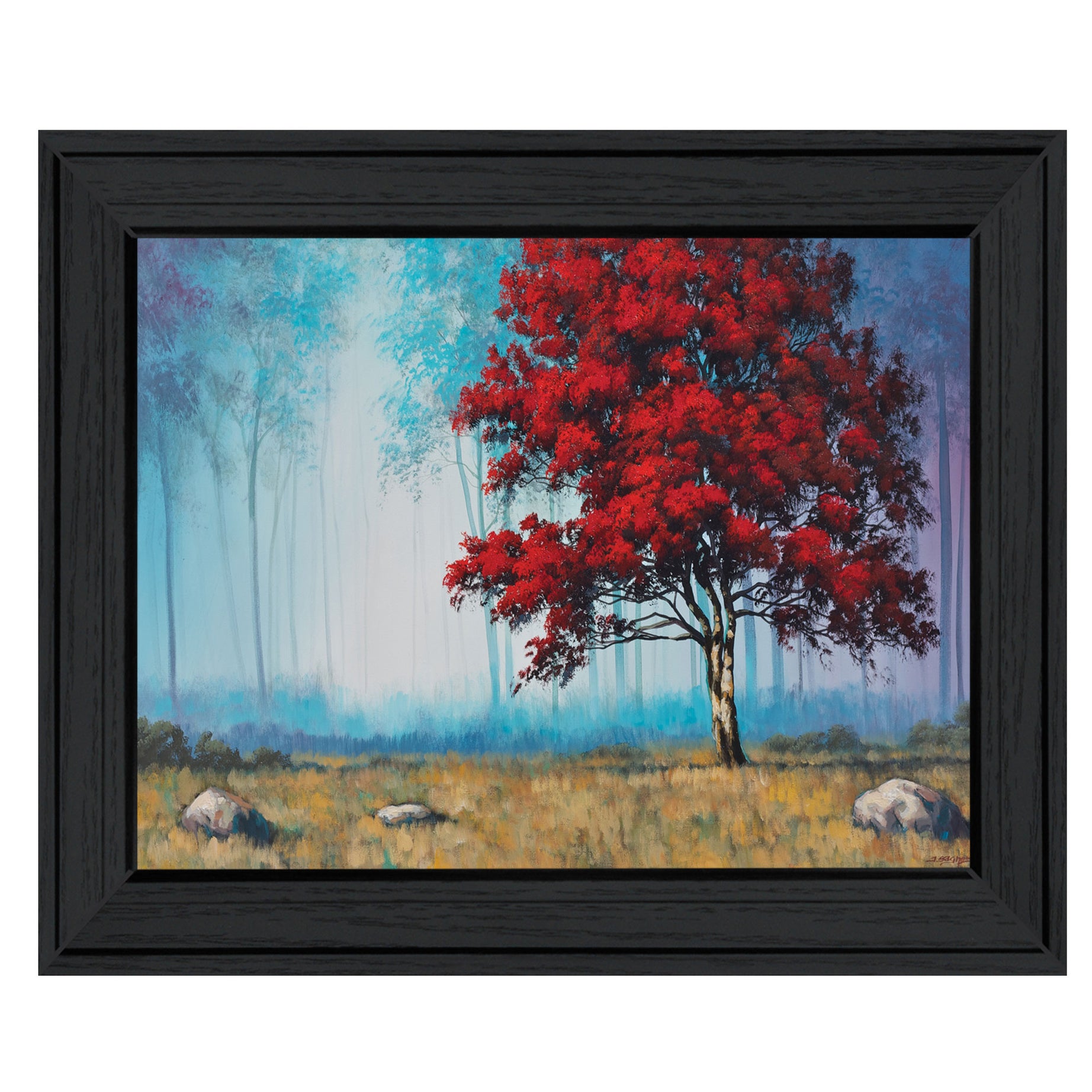 "Red Tree" by Tim Gagnon, Ready to Hang Framed Print, Black Frame--1