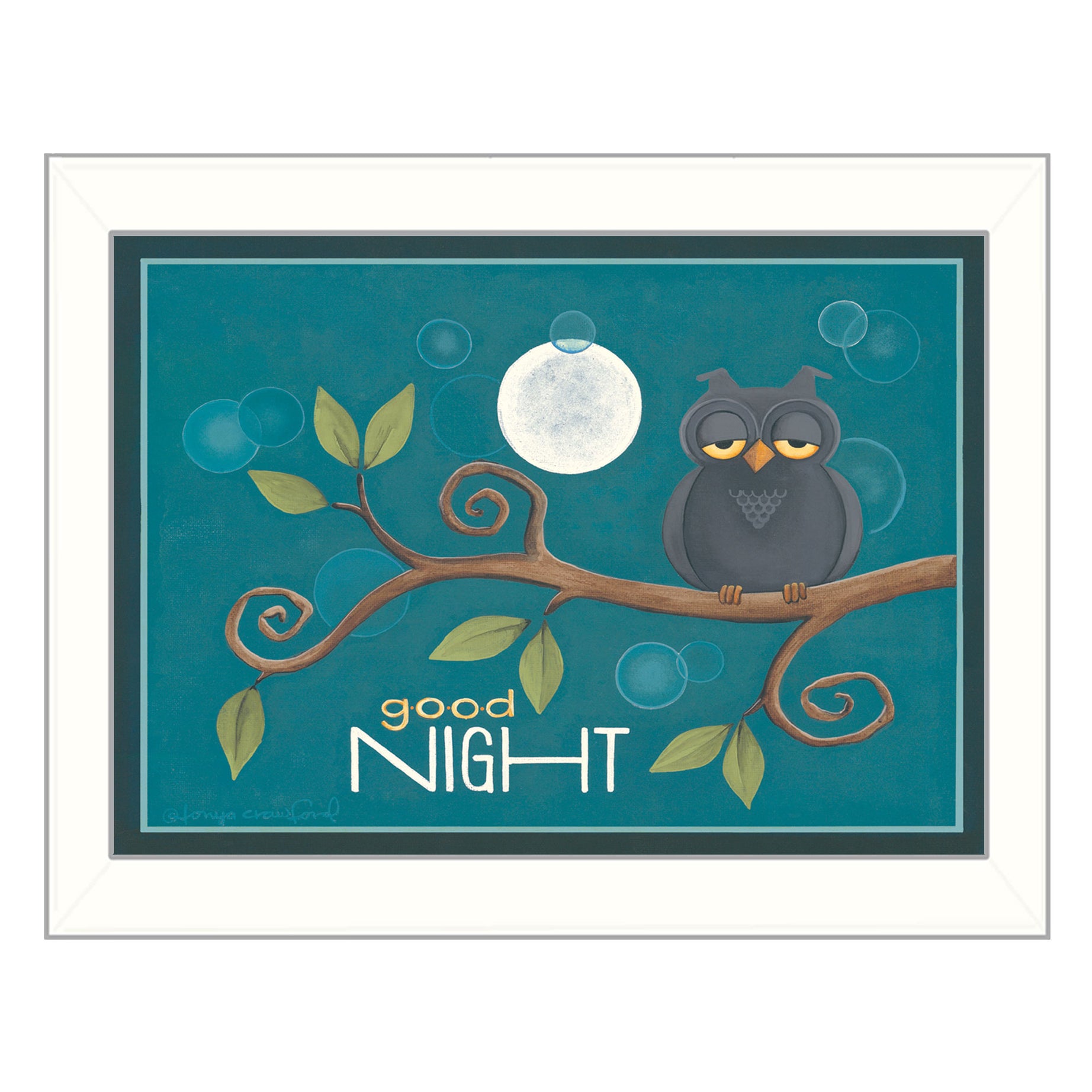 "Good Night" By Tonya Crawford, Printed Wall Art, Ready To Hang Framed Poster, White Frame--1