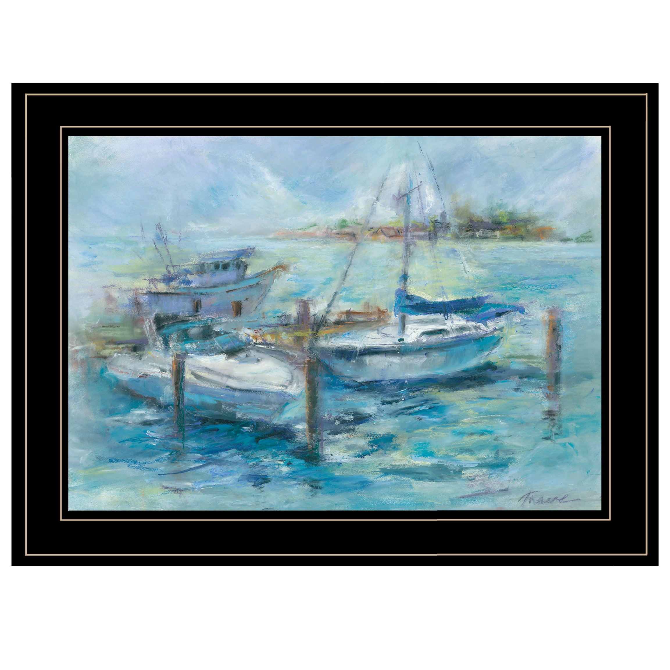 "Dockside" By Tracy Owen-Cullimore, Ready to Hang Framed Print, Black Frame--1