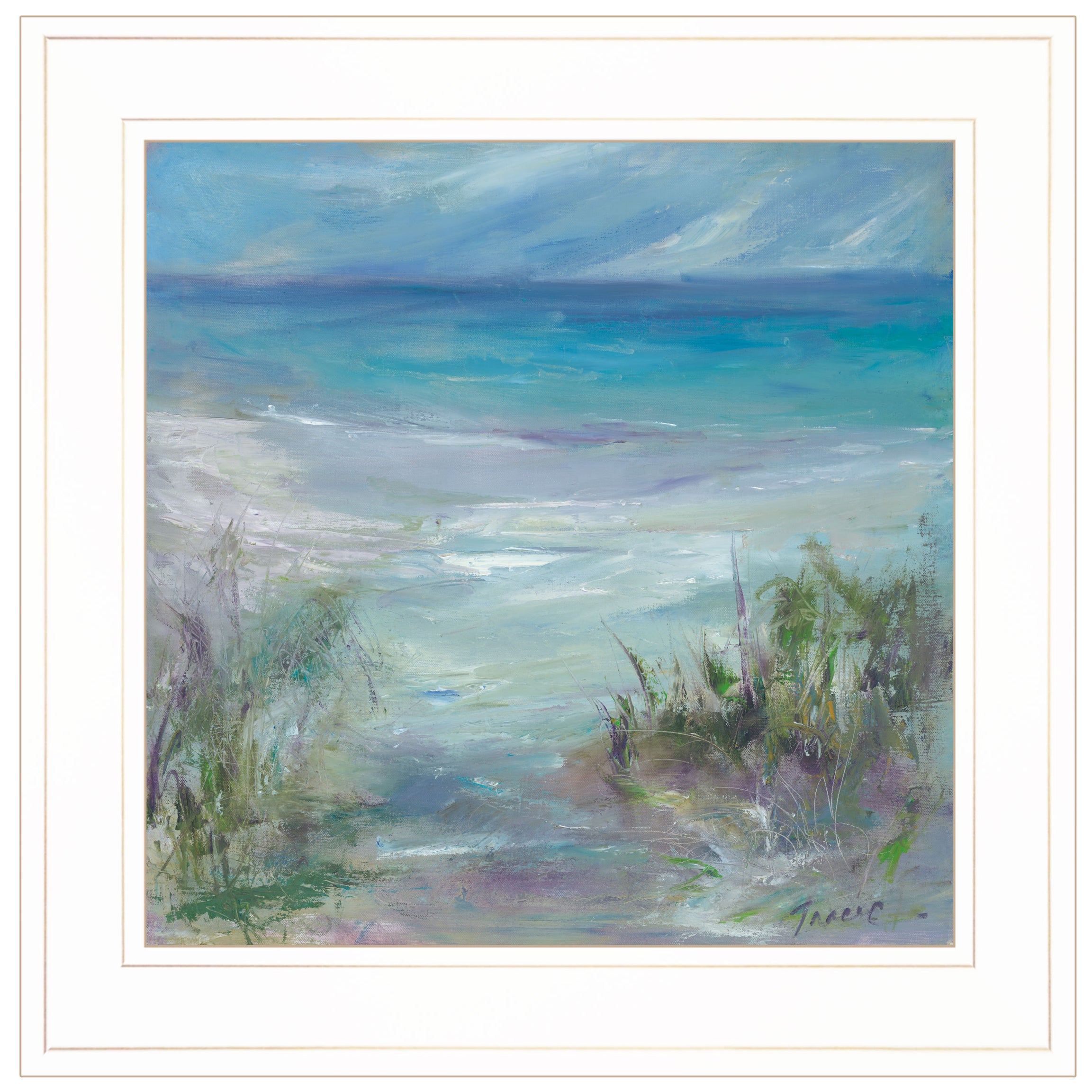 "Blue Horizons" By Tracy Owen-Cullimore, Ready to Hang Framed Print, White Frame--1