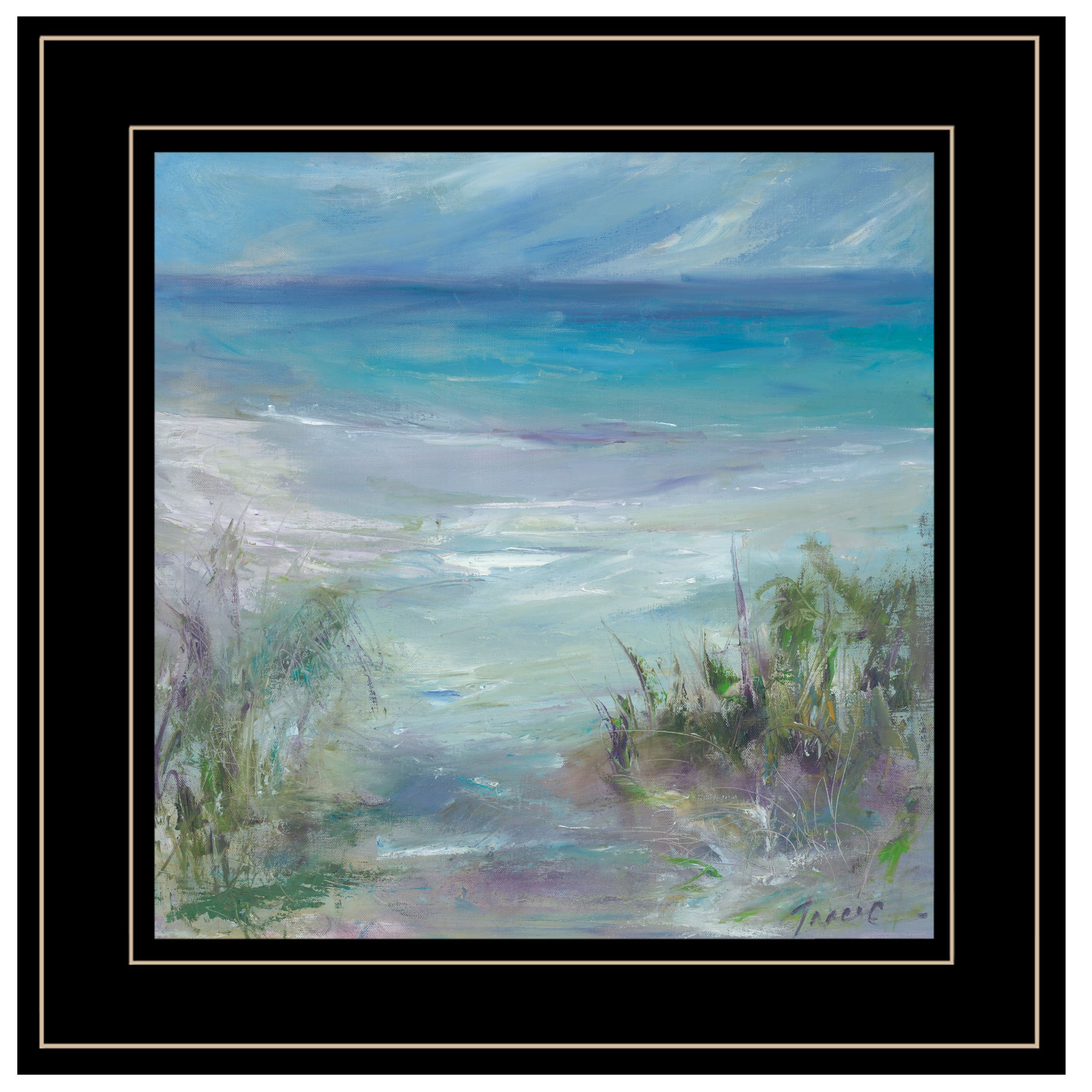 "Blue Horizons" By Tracy Owen-Cullimore, Ready to Hang Framed Print, Black Frame--1