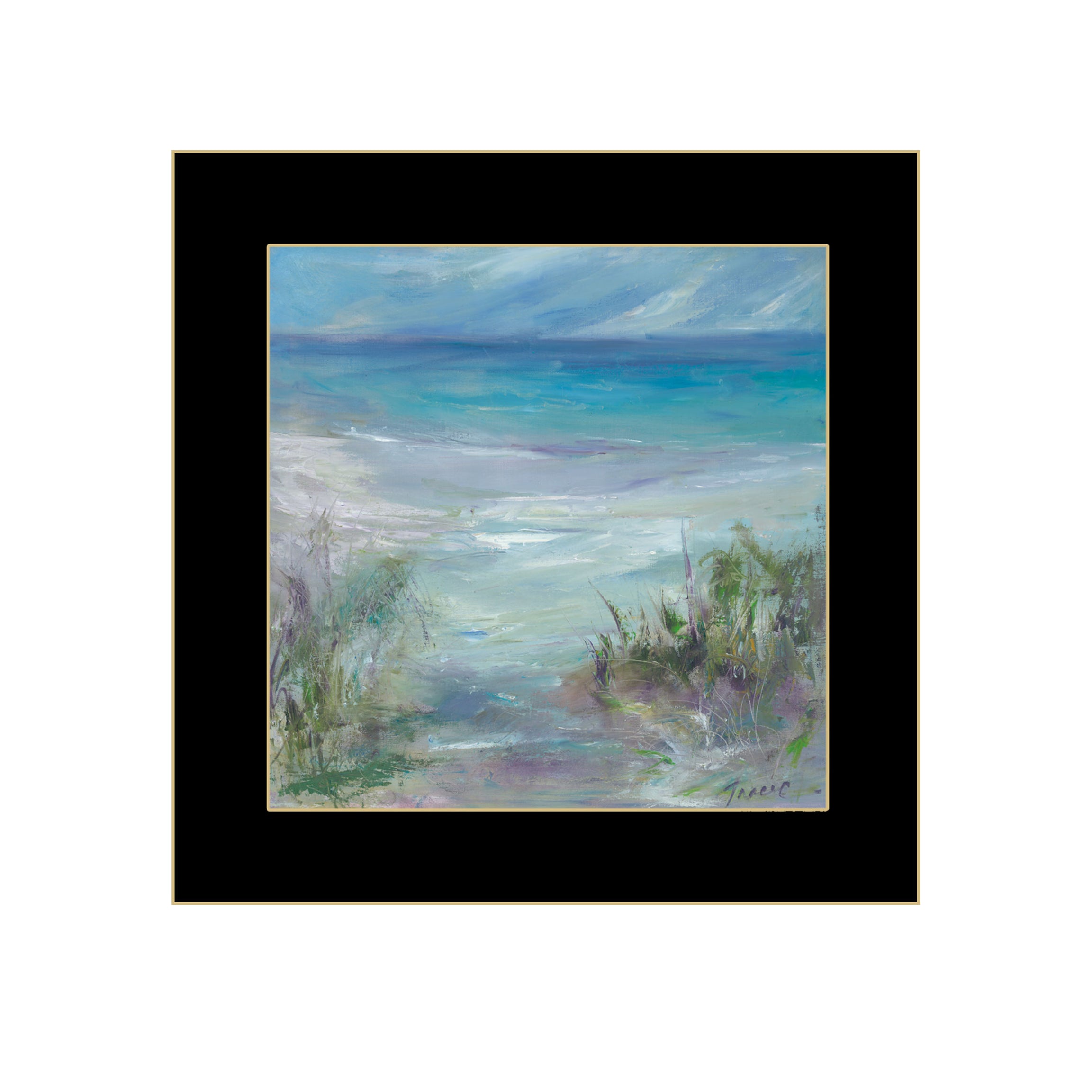 "Blue Horizons" By Tracy Owen-Cullimore, Ready to Hang Framed Print, Black Frame--1