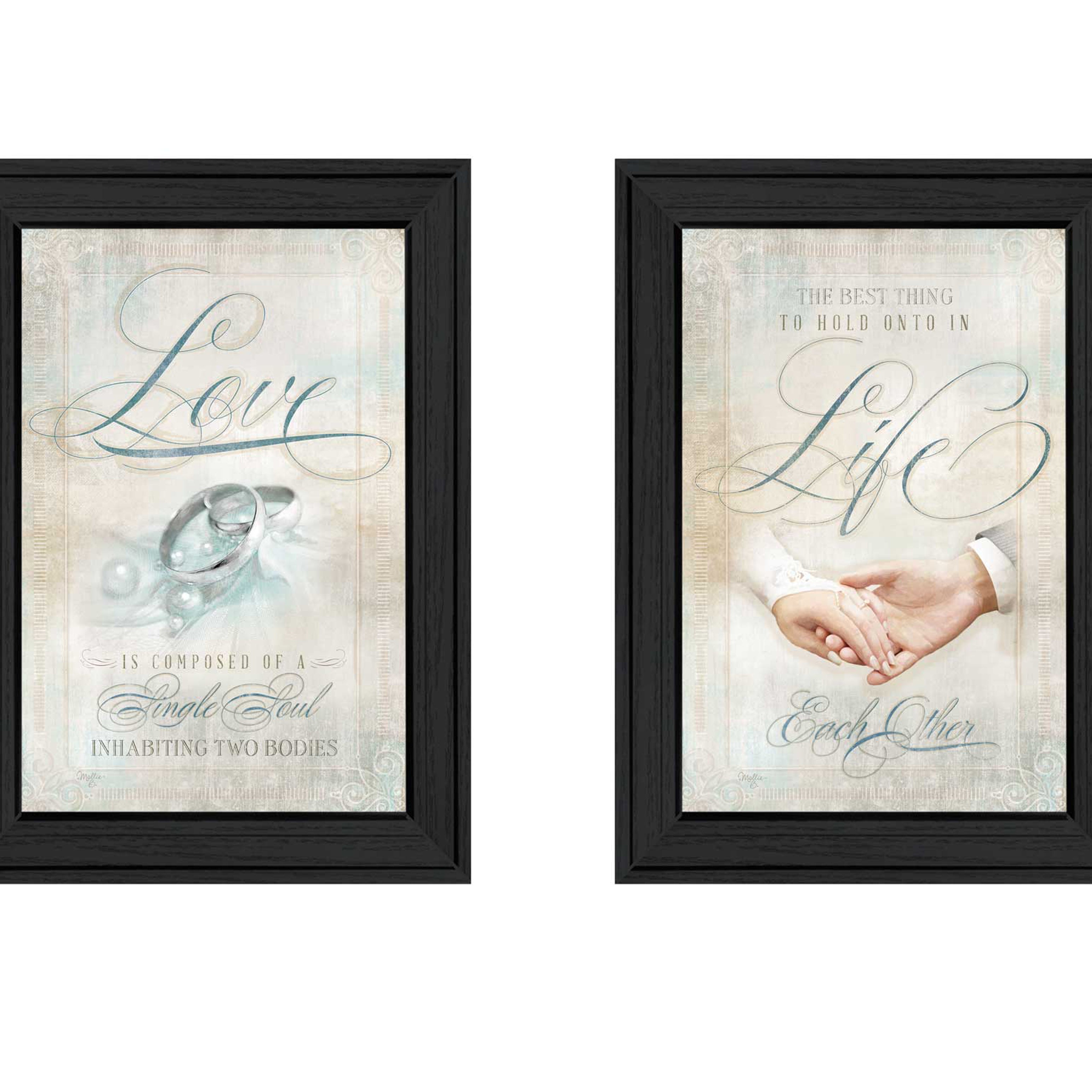 "Love Collection" 2-Piece Vignette By Mollie B., Printed Wall Art, Ready To Hang Framed Poster, Black Frame--1