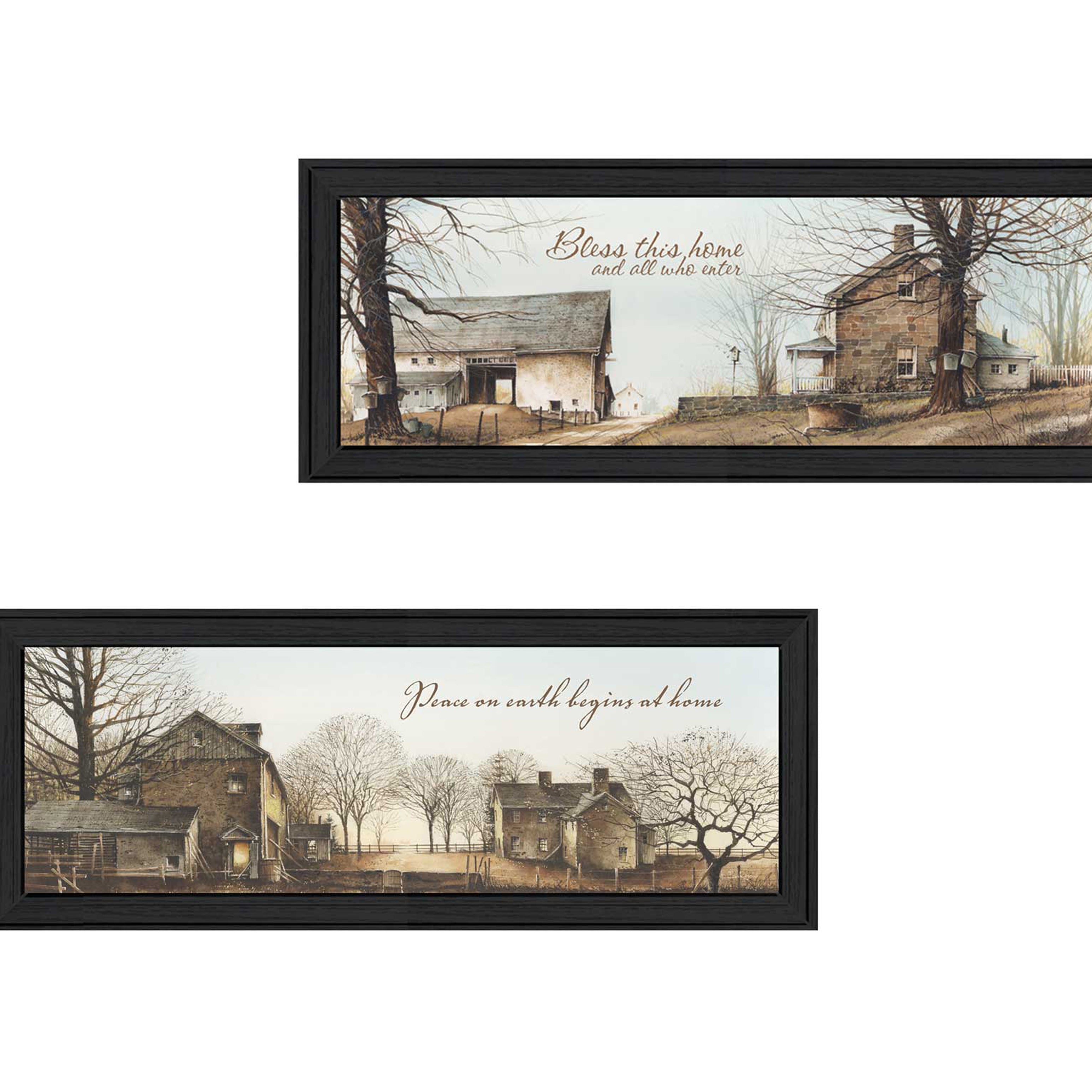 "Farms Collection" 2-Piece Vignette By John Rossini, Printed Wall Art, Ready To Hang Framed Poster, Black Frame--1