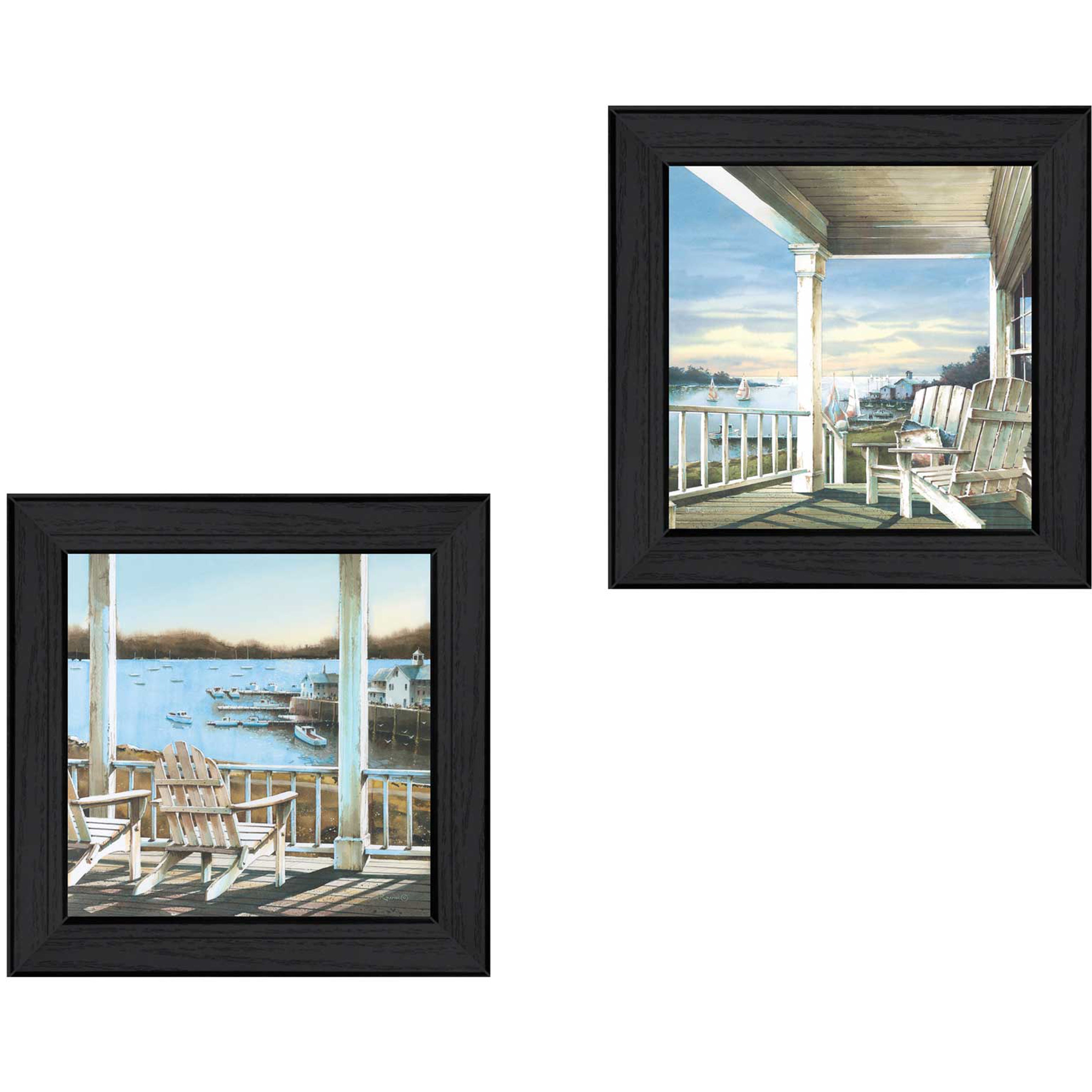 "Lake Side Collection" 2-Piece Vignette By John Rossini, Printed Wall Art, Ready To Hang Framed Poster, Black Frame--1