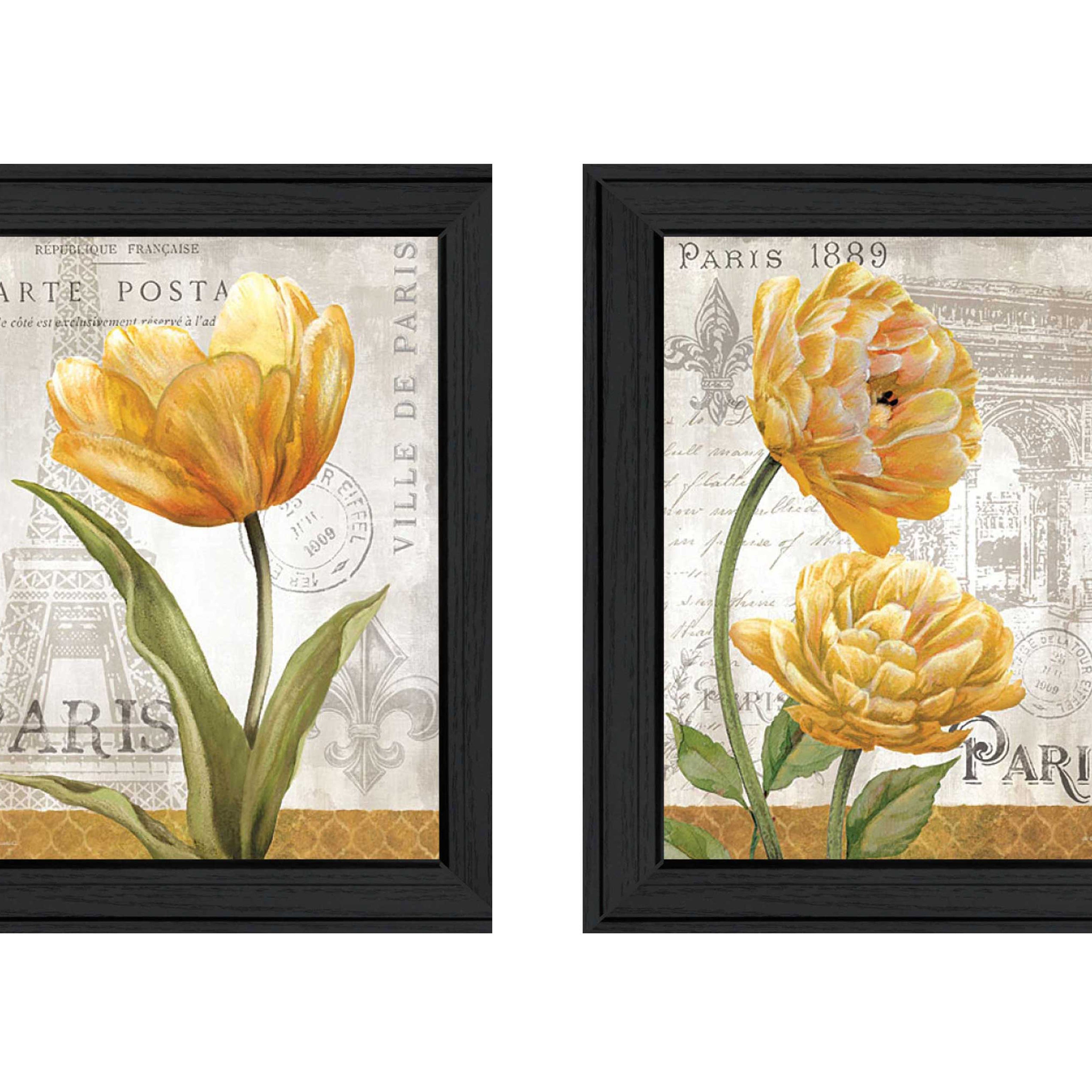 "Paris Collection" 2-Piece Vignette By Ed Wargo, Printed Wall Art, Ready To Hang Framed Poster, Black Frame--1