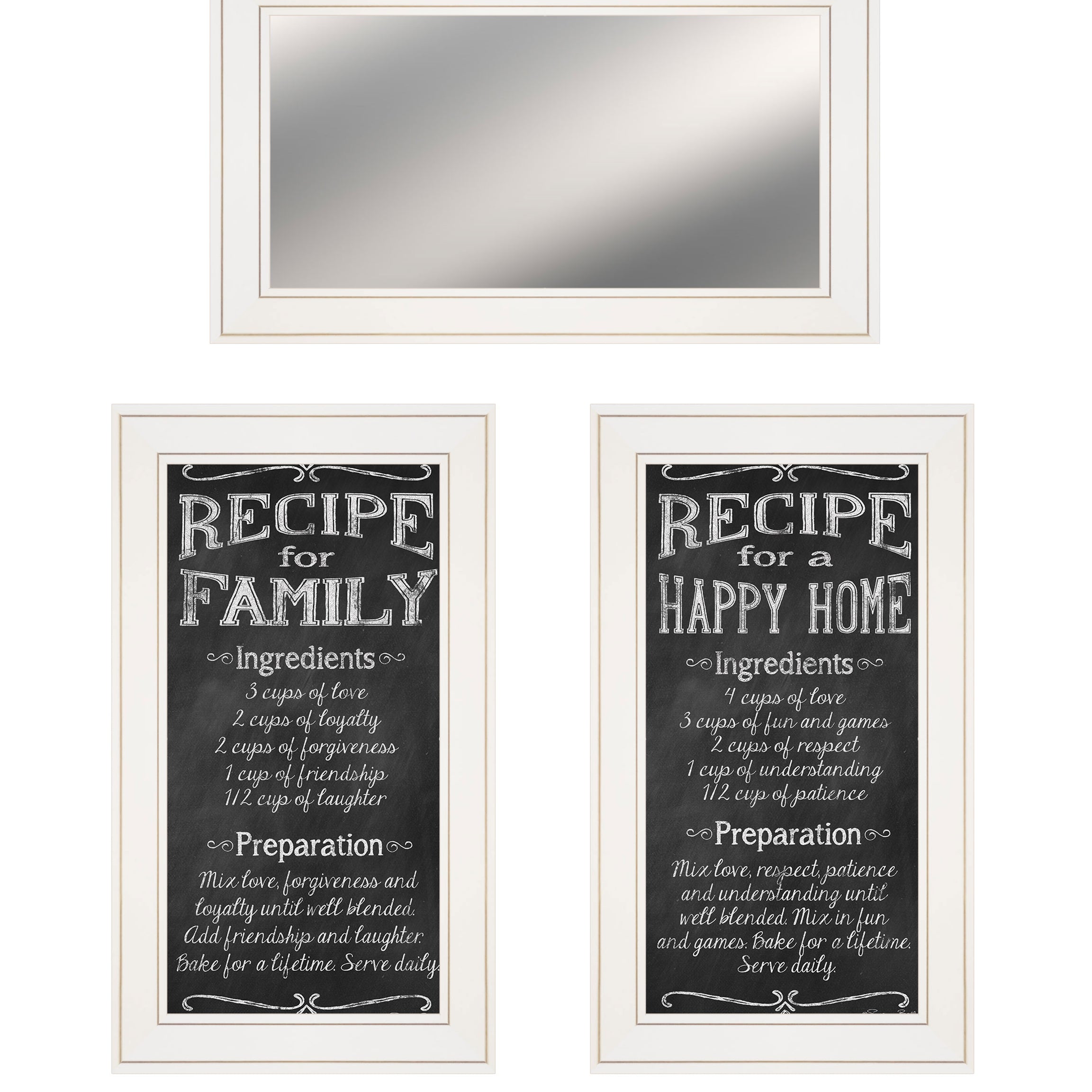 "Family Recipe" 3-Piece Vignette By Pam Britton, Ready to Hang Framed Print, White Frame--1