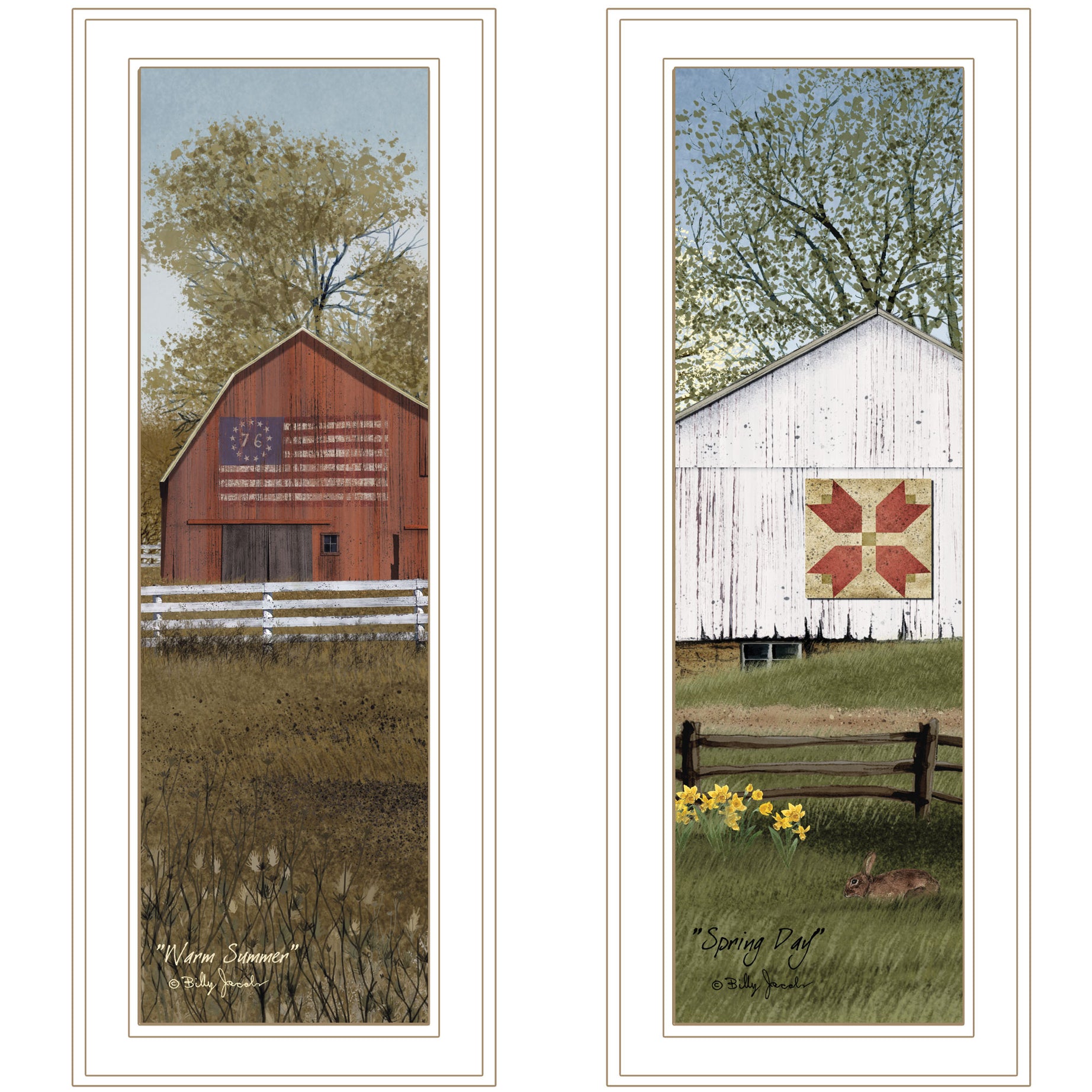 "Country Barns Collection" 2-Piece Vignette By Billy Jacobs, White Frame--1